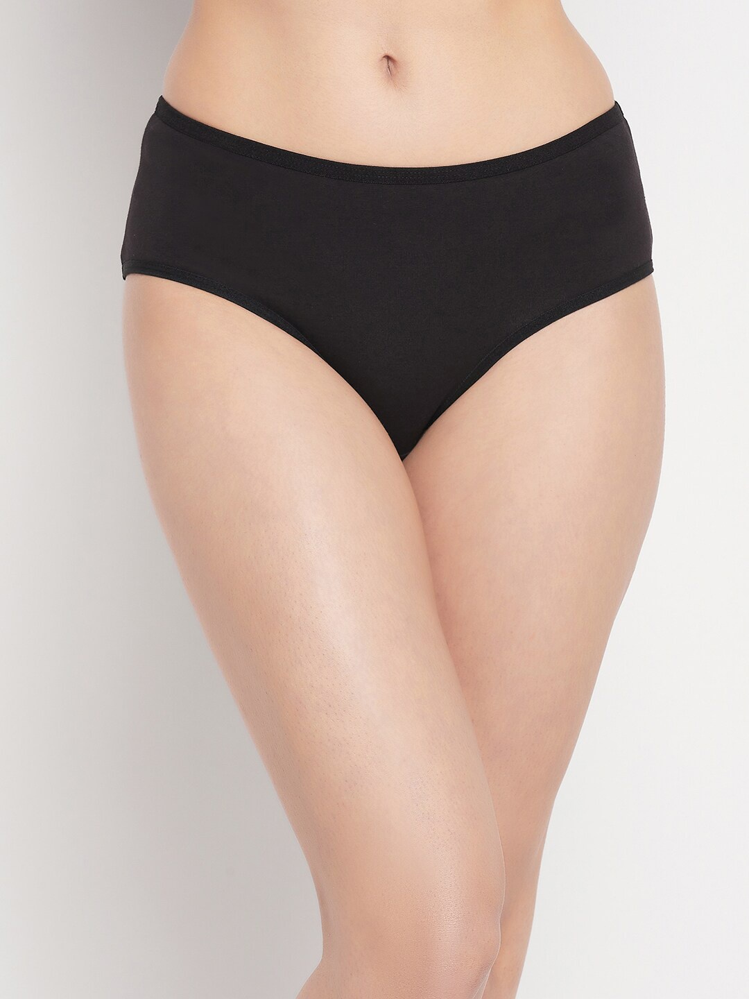 

Clovia Women Solid Cotton Hipster Briefs, Black