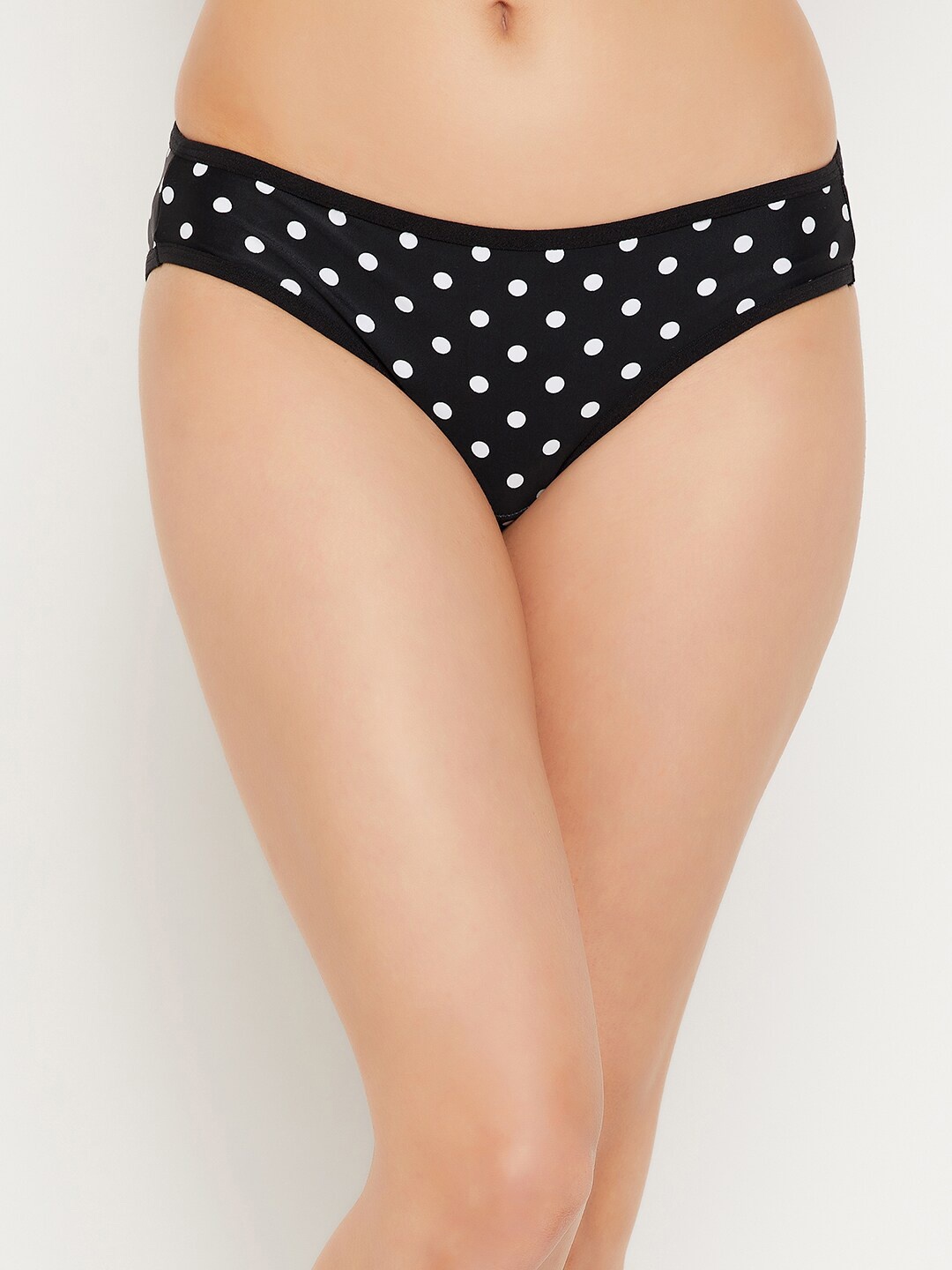 

Clovia Women Low Waist Polka Print Bikini Briefs PN2810A13S, Black