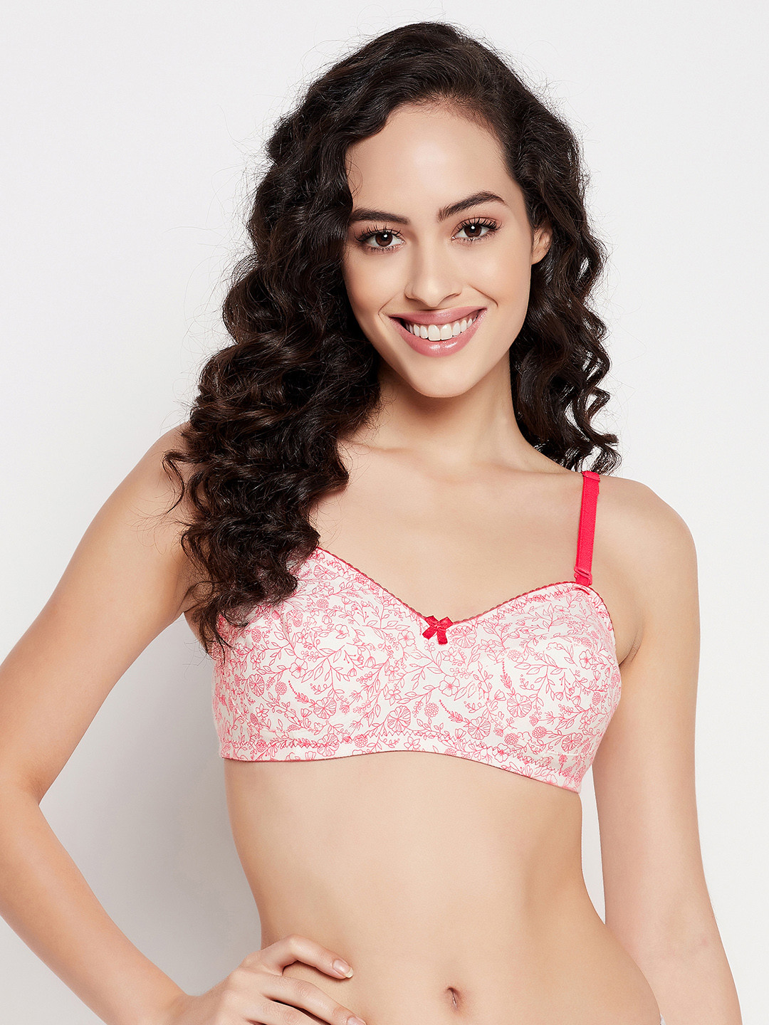 

Clovia Women Floral Printed Non-Padded Non-Wired Bra, White