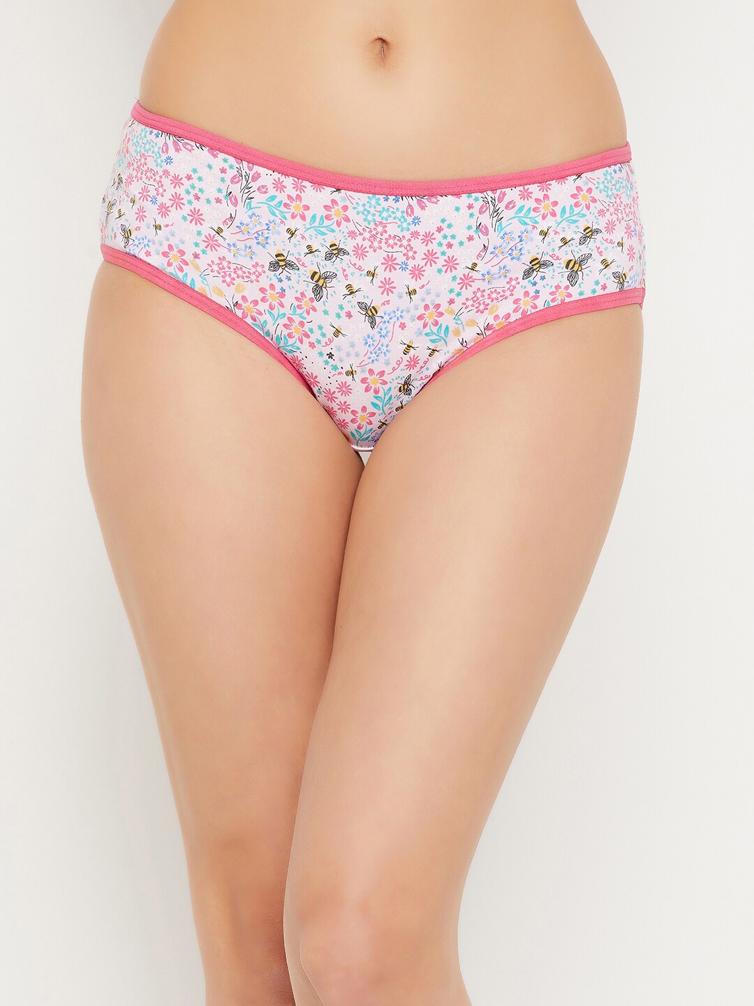 

Clovia Women Cotton Mid Waist Floral Print Hipster Briefs PN3411E22S, Pink