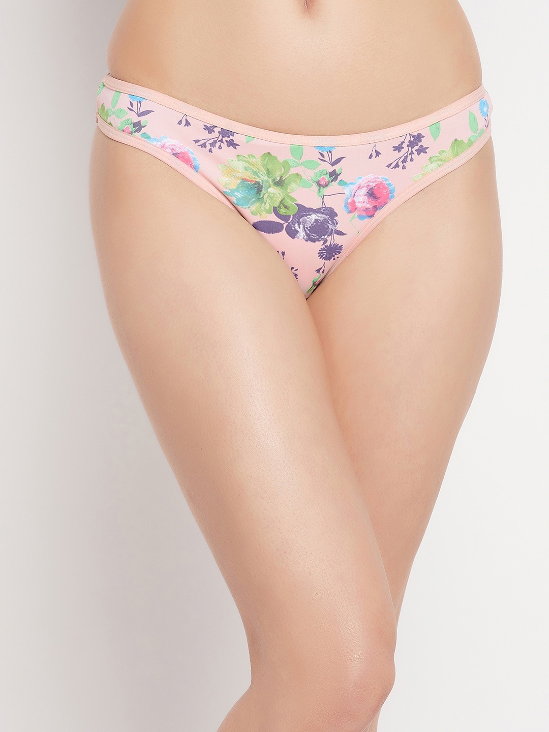 

Clovia Women Floral Printed Thong Briefs, Beige