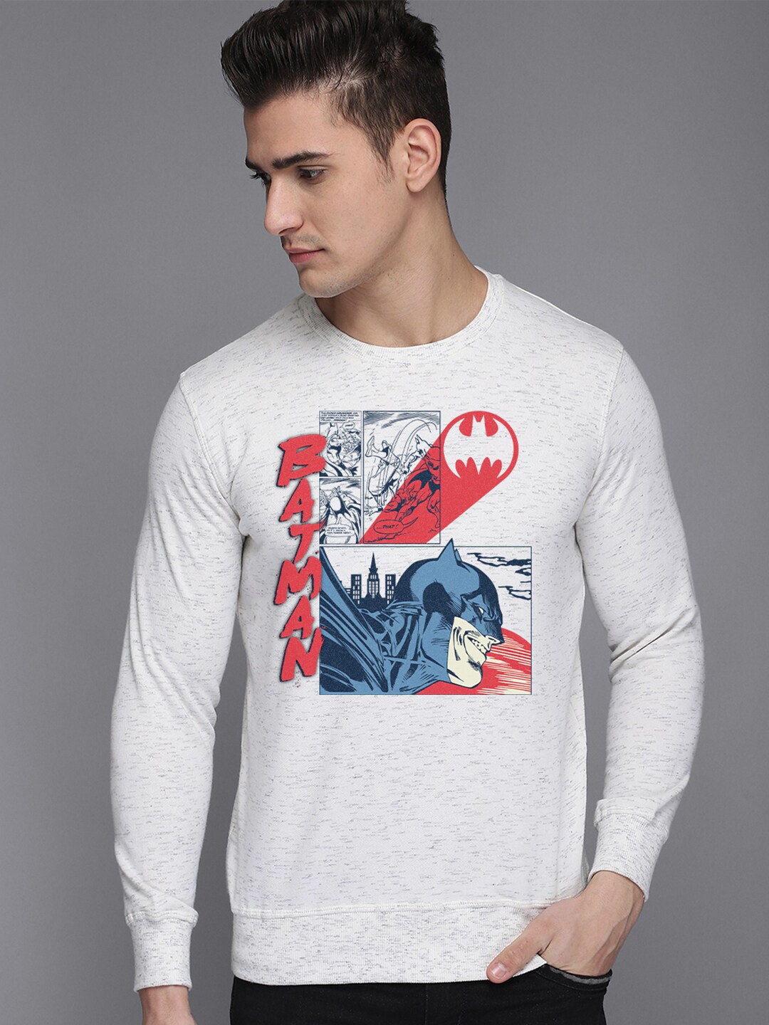 

Free Authority Batman Printed Sweatshirt For Men, White