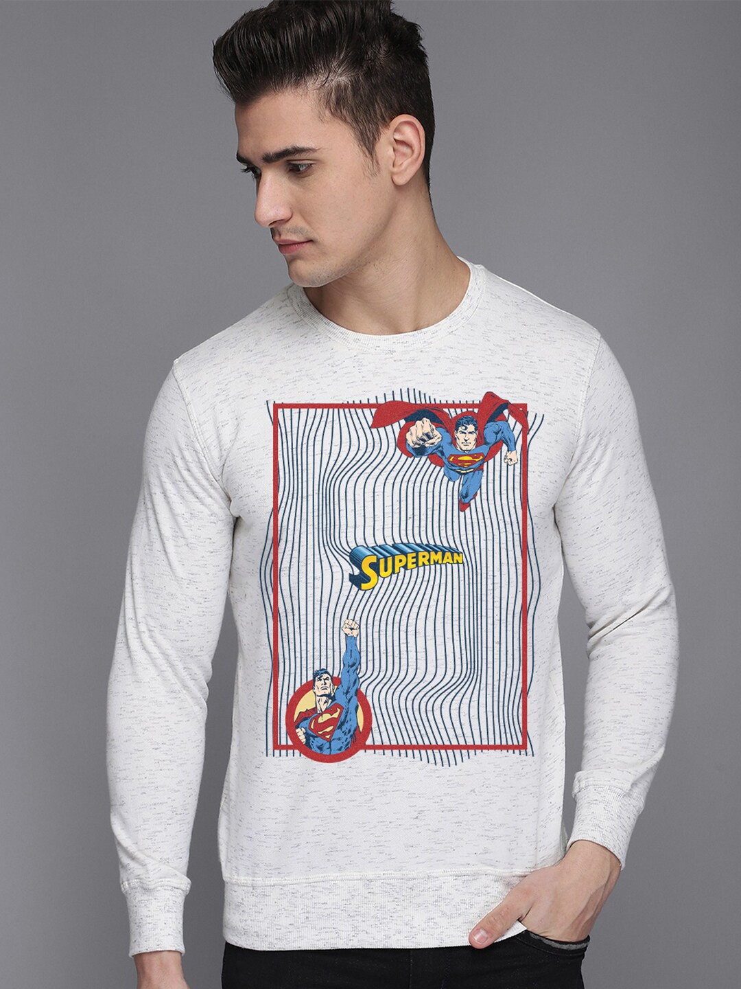 

Free Authority Superman Printed Sweatshirt For Men, White