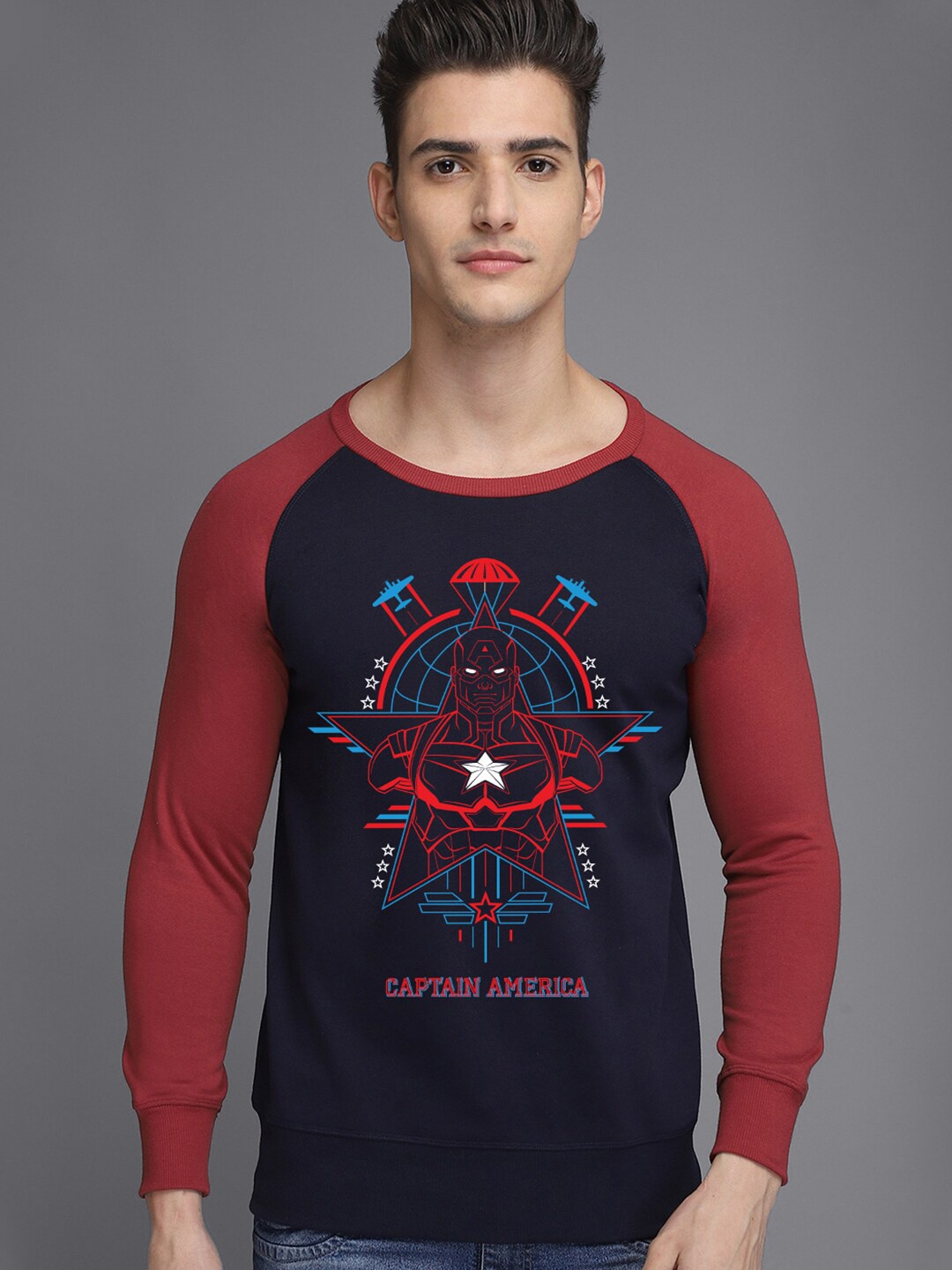 

Free Authority Captain America Printed Sweatshirt For Men, Navy blue