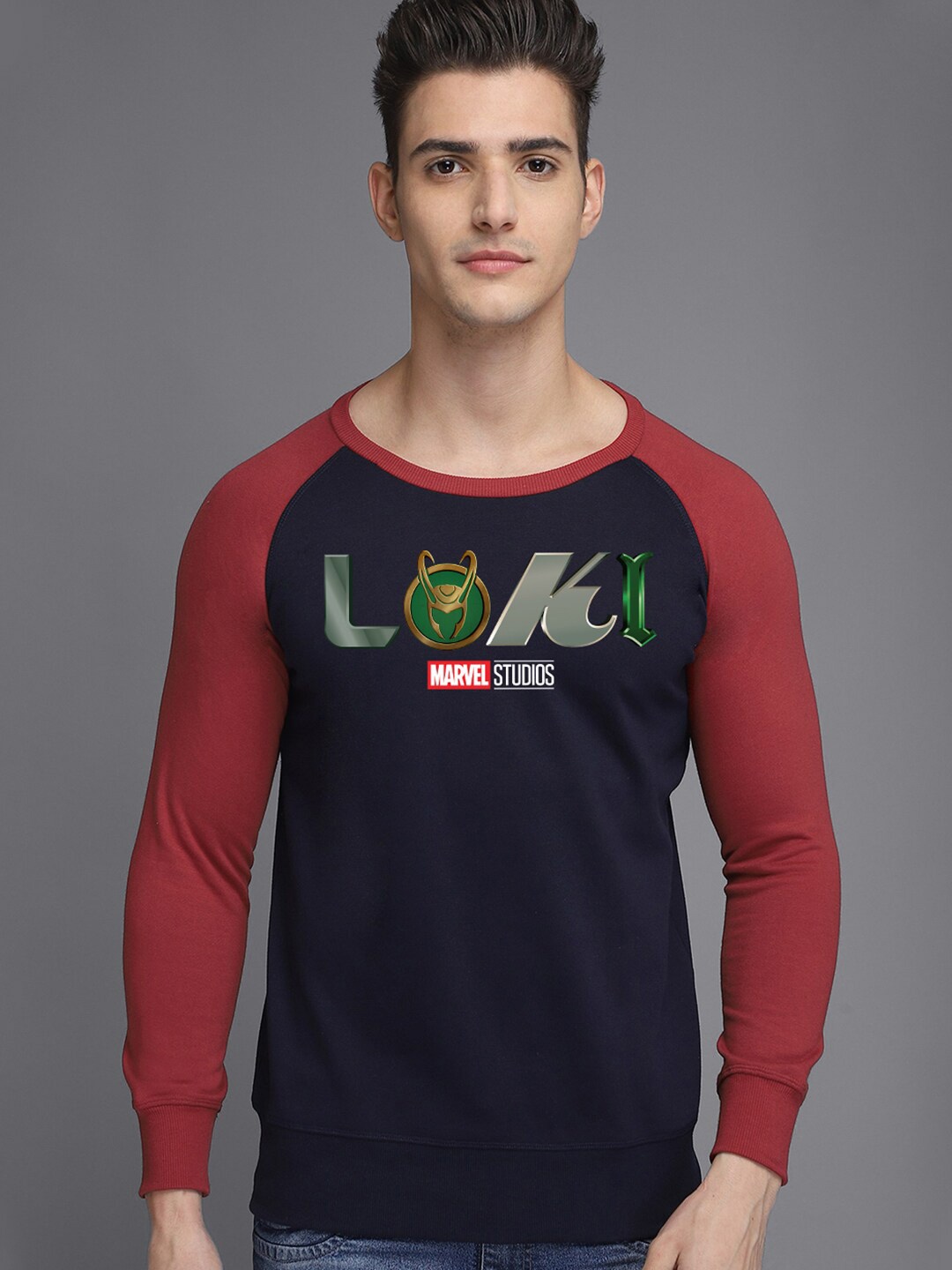 

Free Authority Men Loki Printed Raglan Sleeves Sweatshirt, Blue