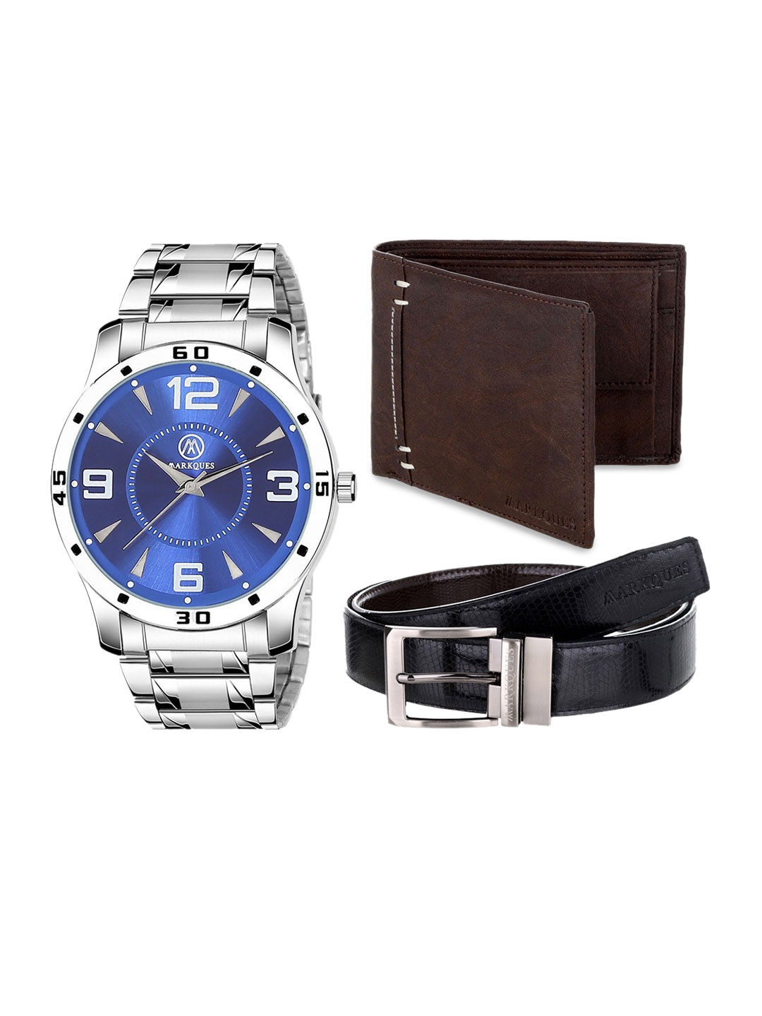 

MARKQUES Men Solid Leather Accessory Gift Set, Multi