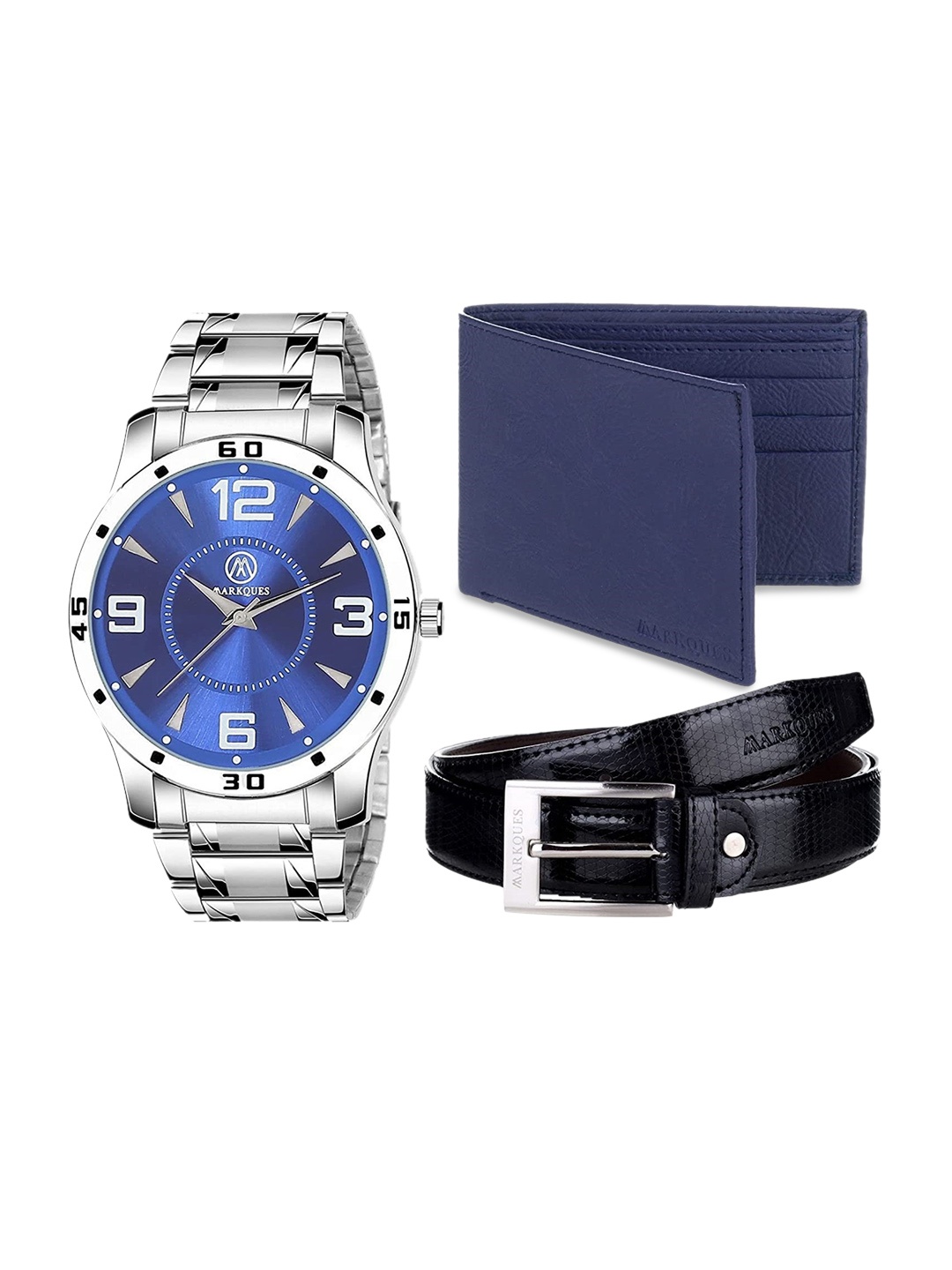 

MARKQUES Men Solid Accessory Gift Set, Silver