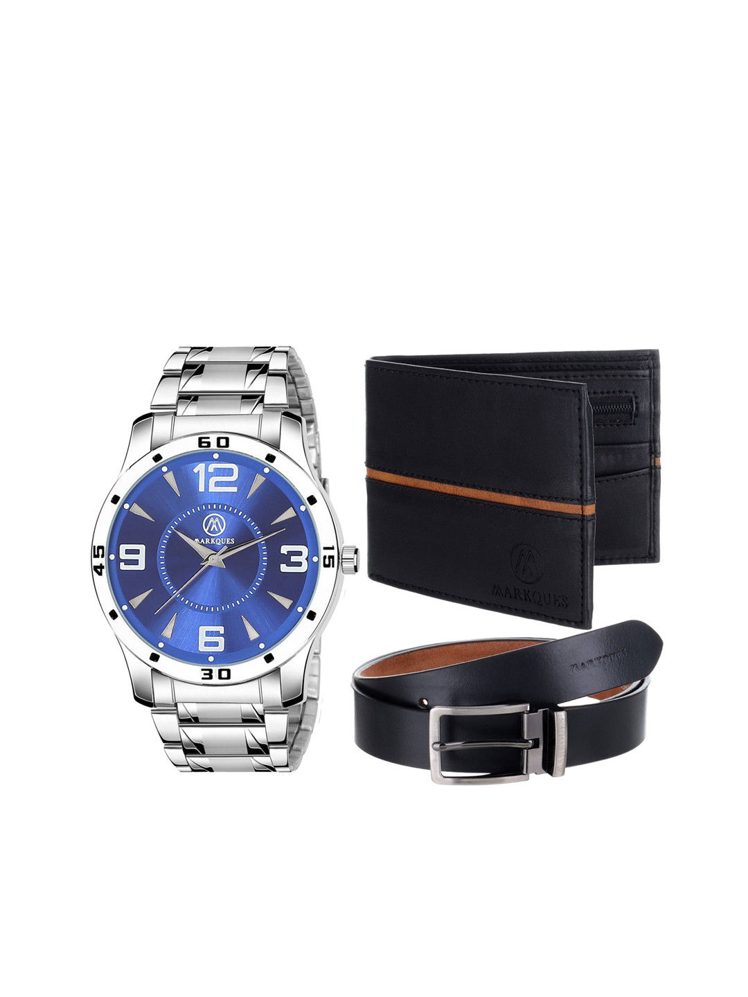 

MARKQUES Men Solid Accessory Gift Set, Silver