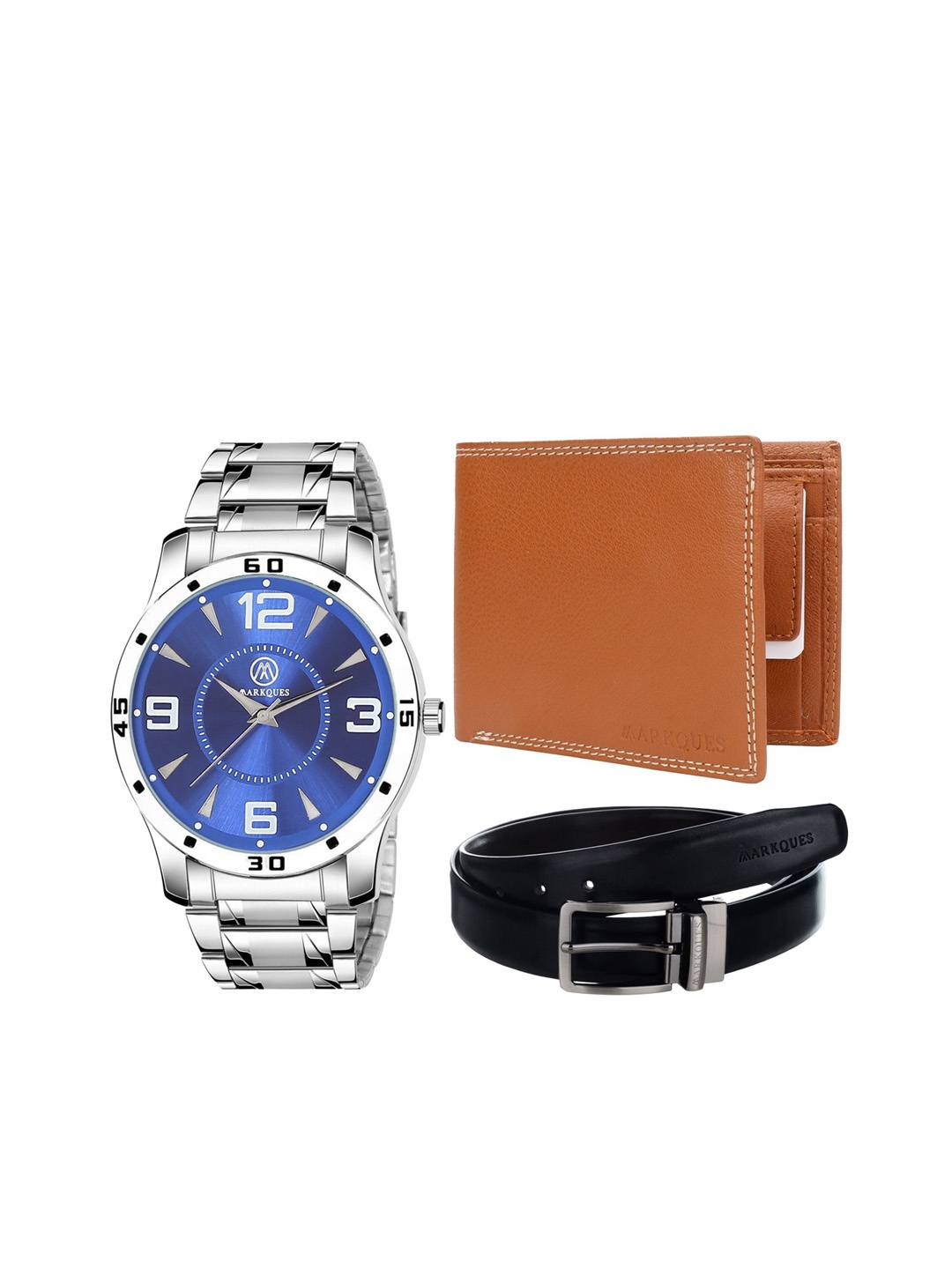 

MARKQUES Men Solid Accessory Gift Set, Silver