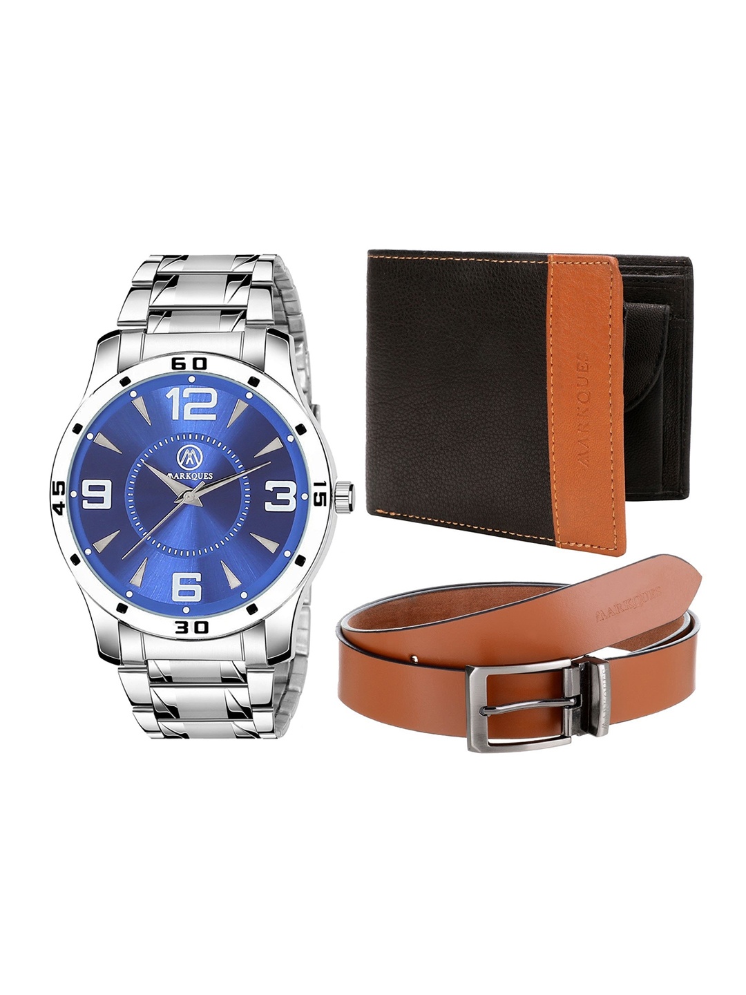

MARKQUES Men Solid Accessory Gift Set, Silver