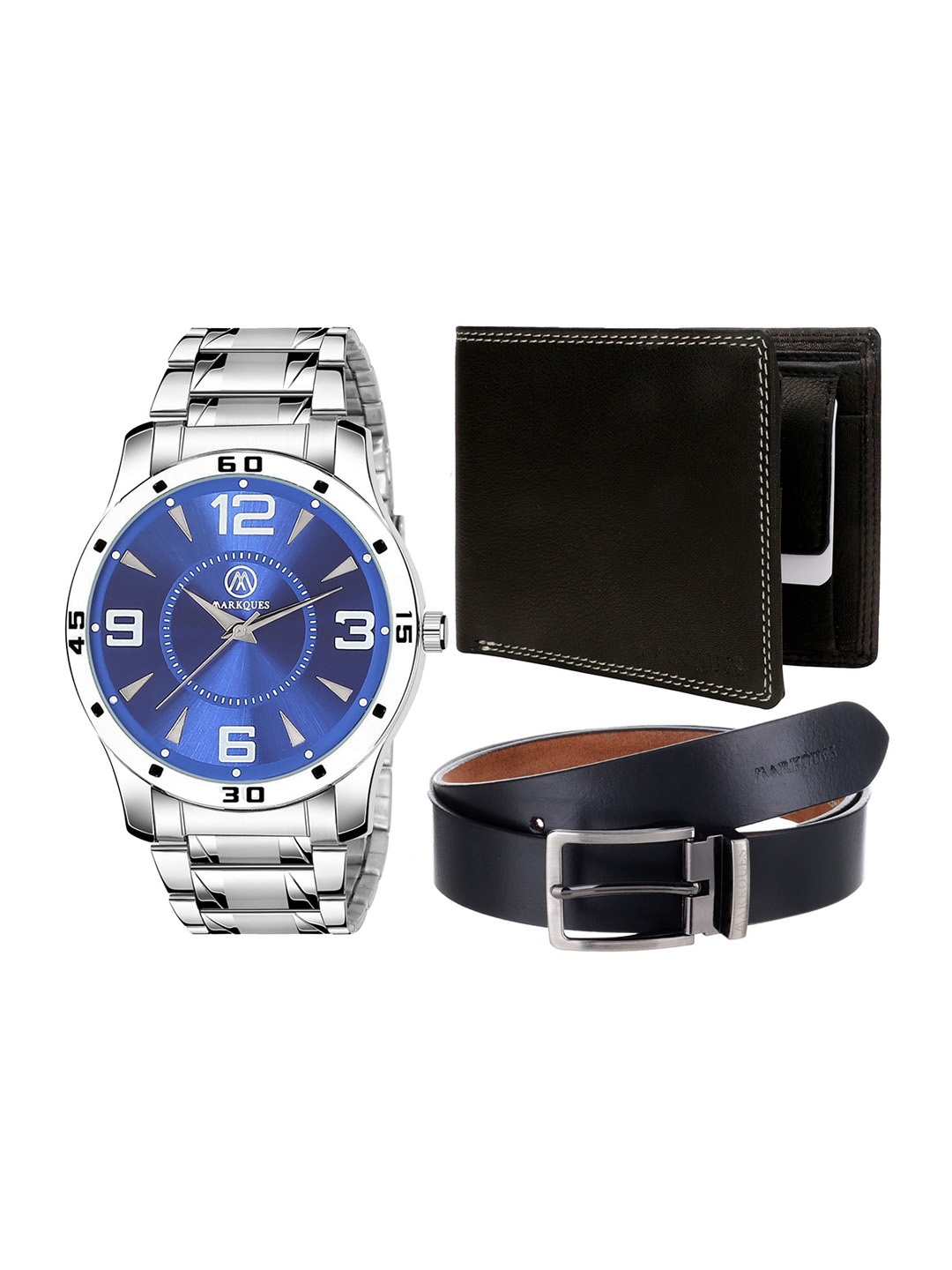 

MARKQUES Men Solid Accessory Gift Set, Silver