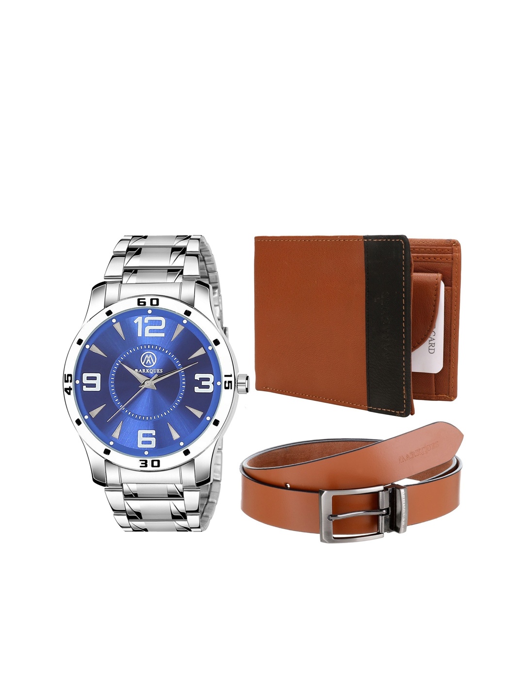 

MARKQUES Men Solid Accessory Gift Set, Silver