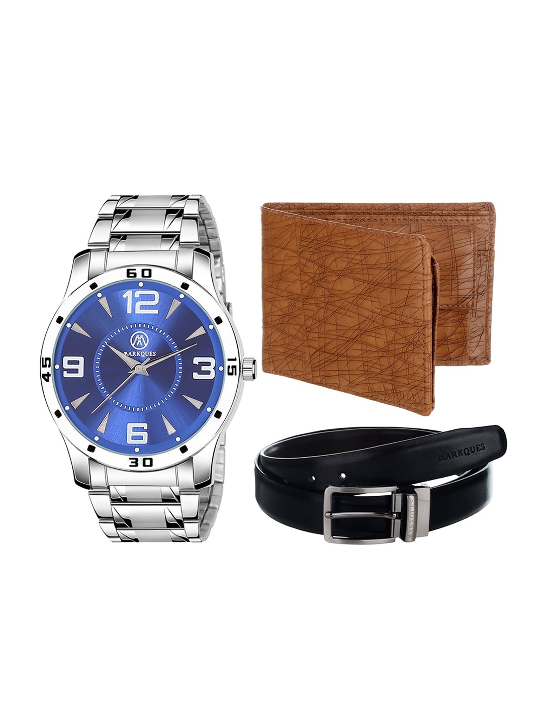 

MARKQUES Men Solid Accessory Gift Set, Silver