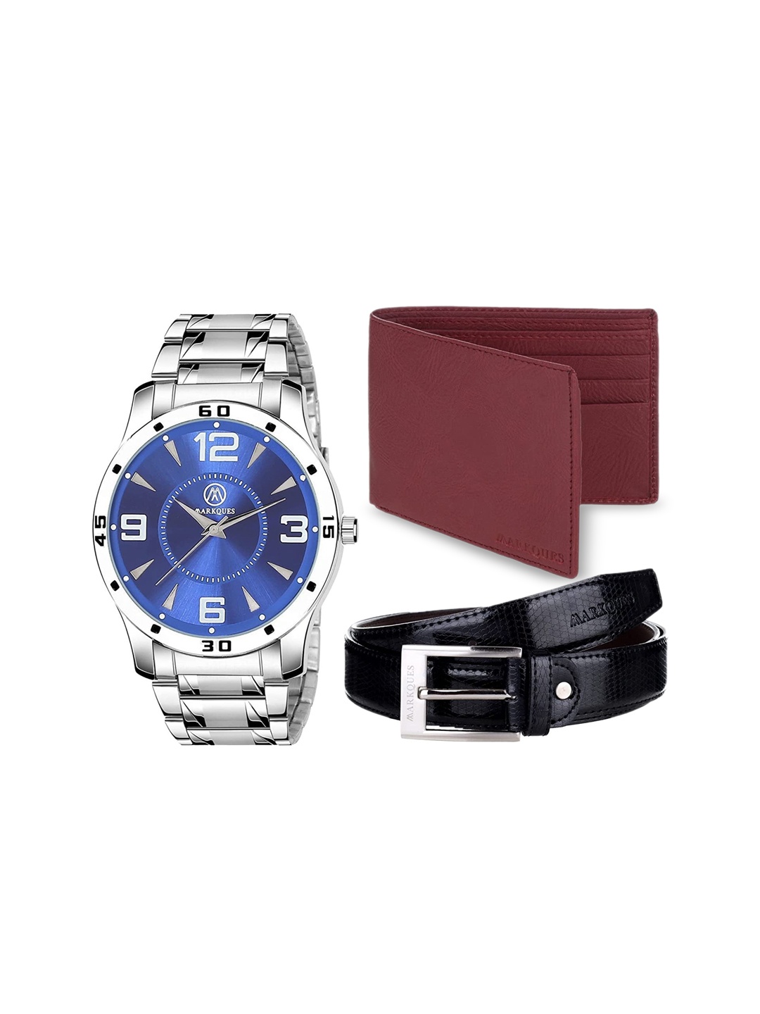 

MARKQUES Men Solid Accessory Gift Set, Silver