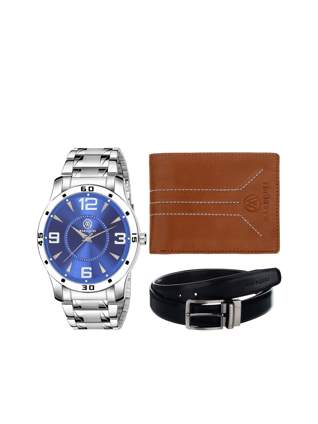 

MARKQUES Men Solid Accessory Gift Set, Silver