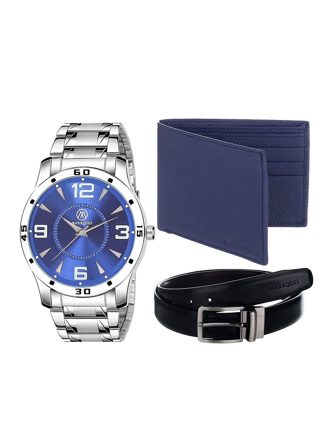 

MARKQUES Men Solid Accessory Gift Set, Silver