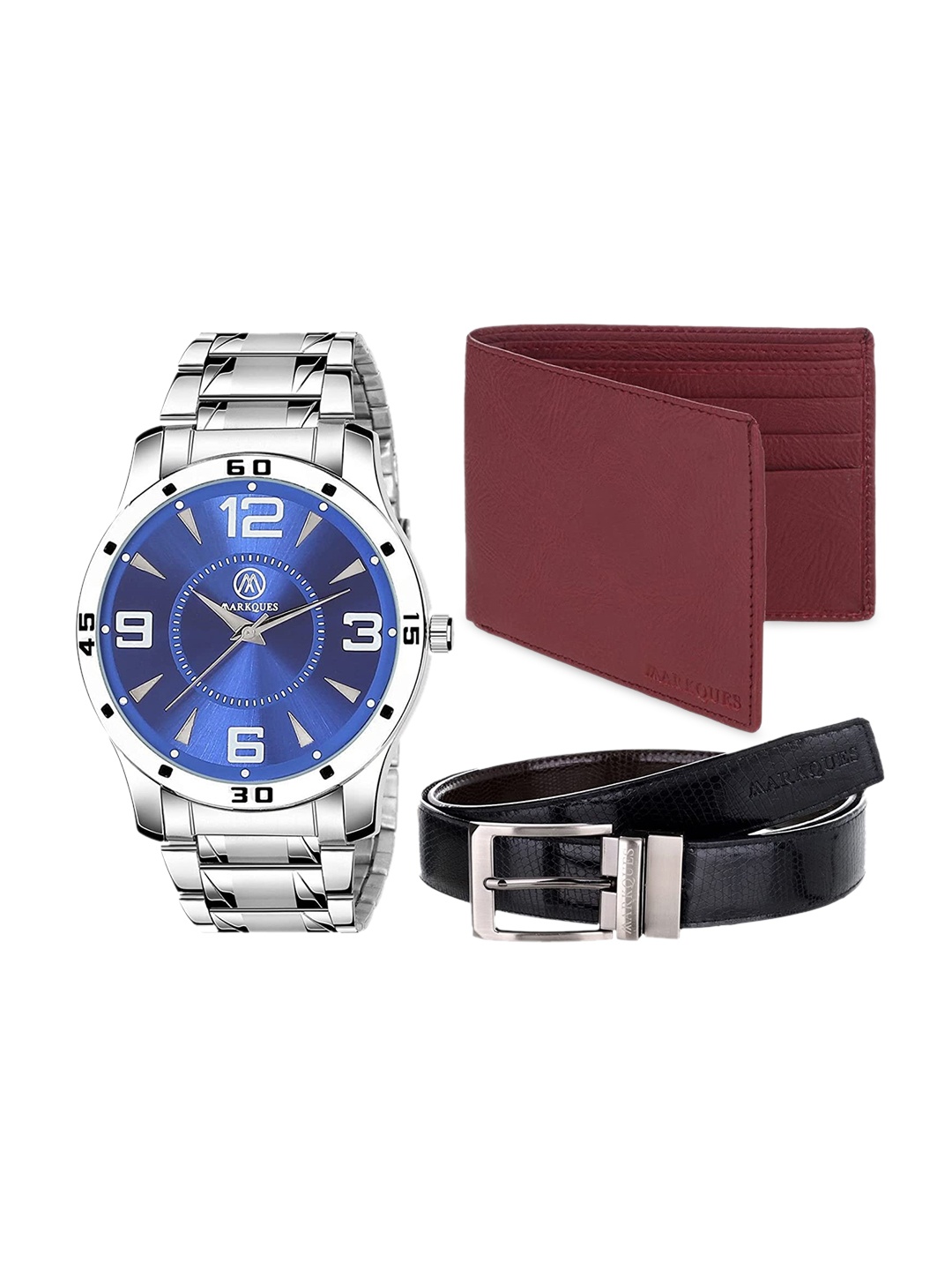 

MARKQUES Men Solid Accessory Gift Set, Silver
