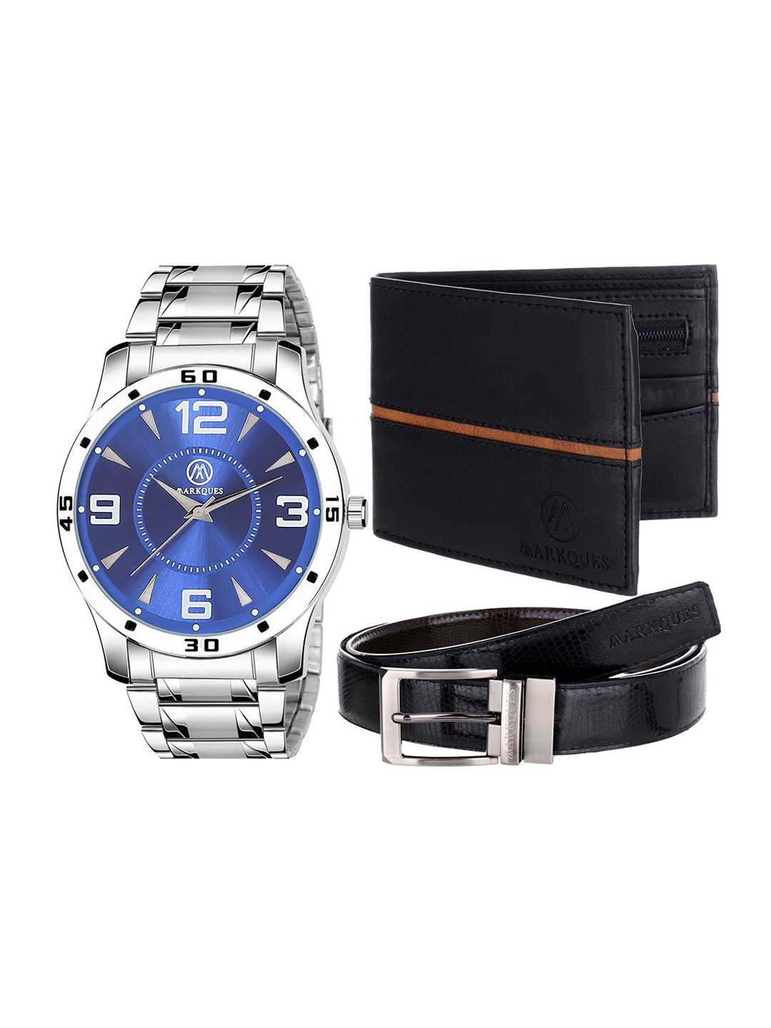 

MARKQUES Men Solid Accessory Gift Set, Silver