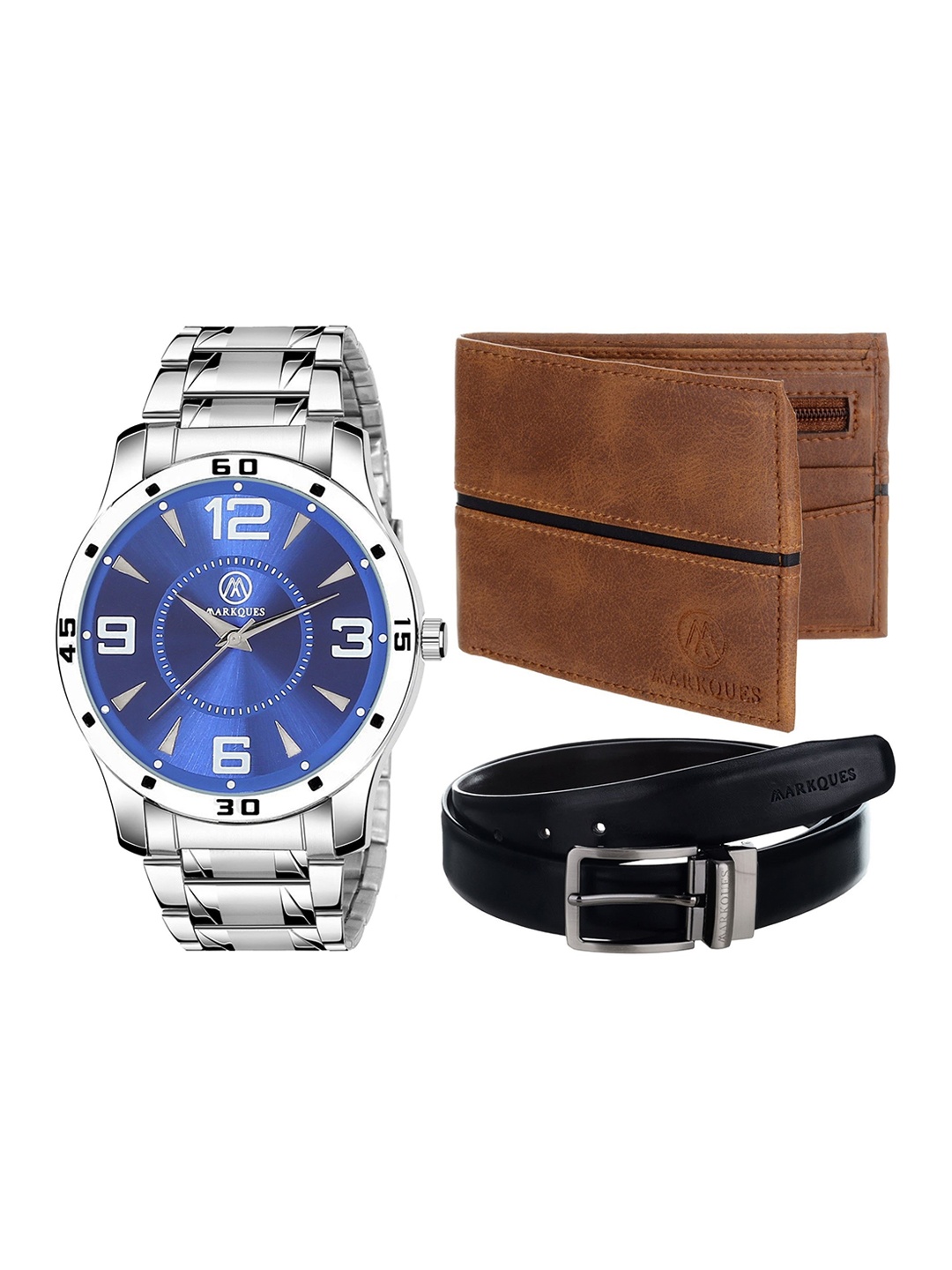 

MARKQUES Men Solid Accessory Gift Set, Silver