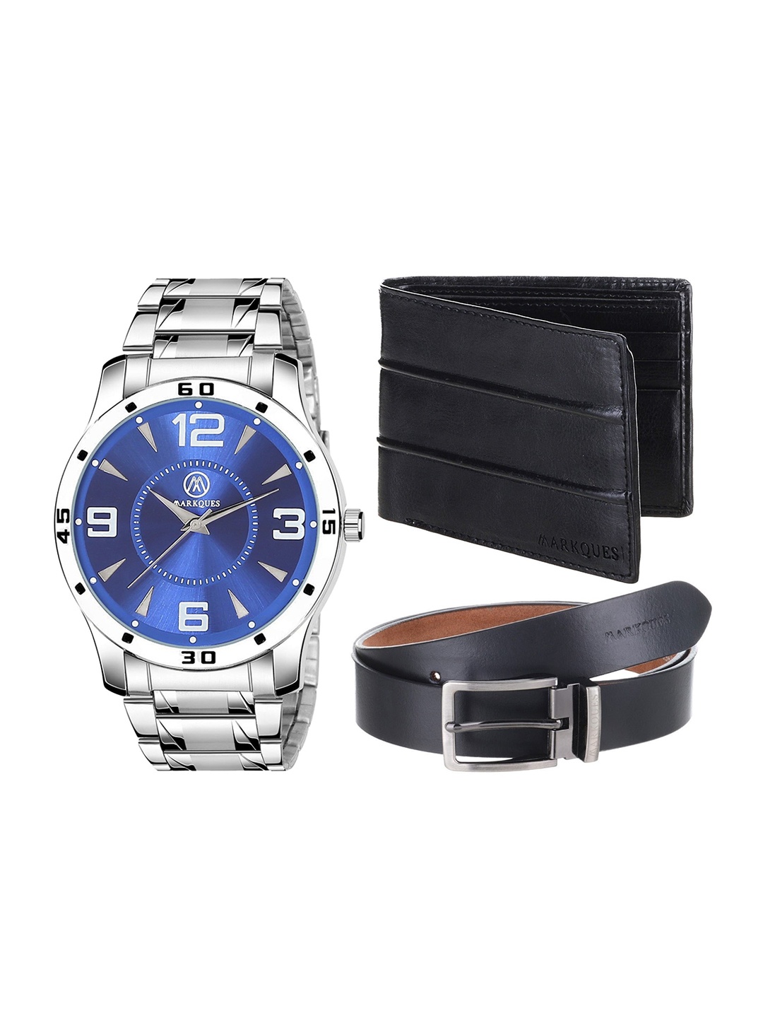 

MARKQUES Men Solid Accessory Gift Set, Silver