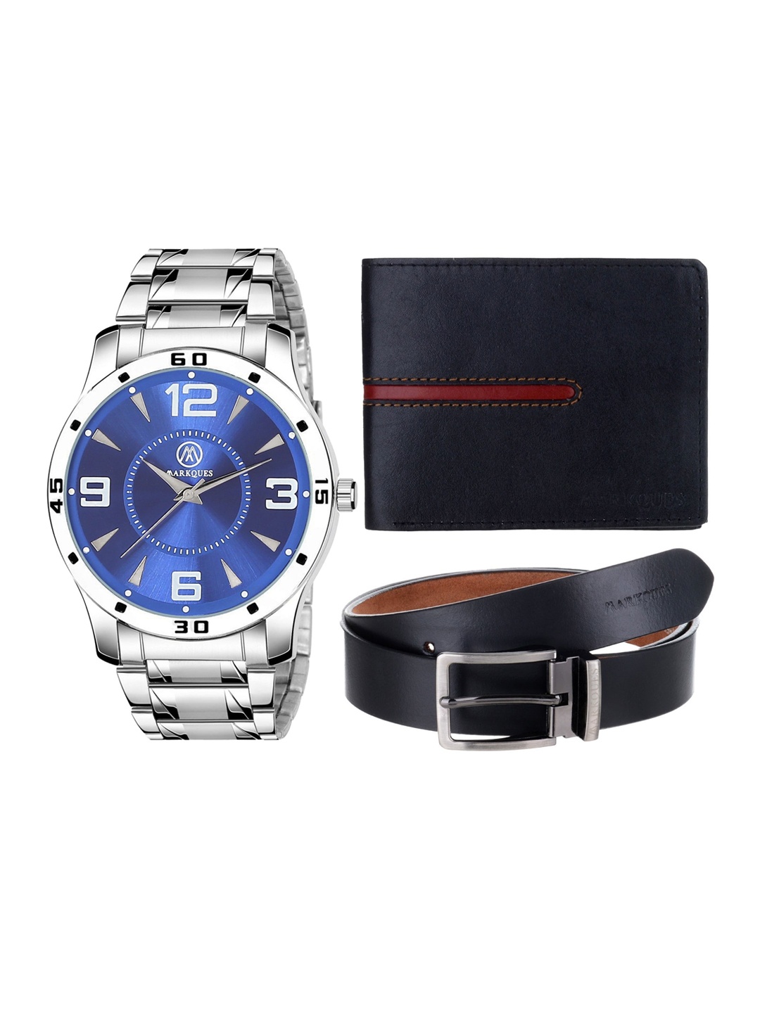 

MARKQUES Men Solid Accessory Gift Set, Navy blue