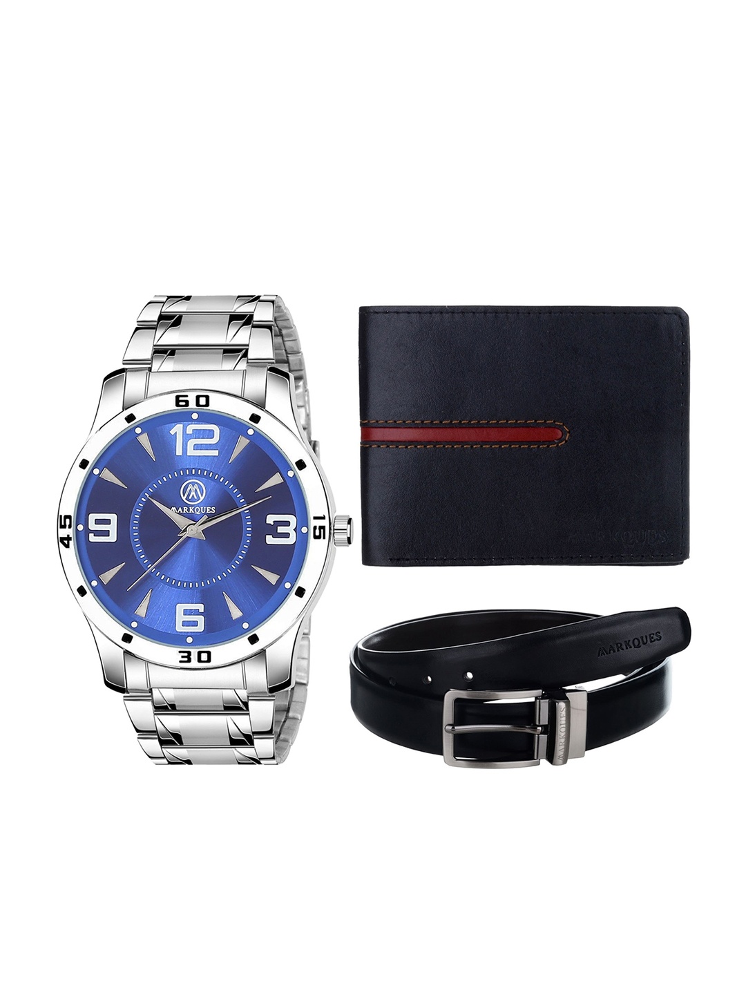 

MARKQUES Men Solid Accessory Gift Set, Silver