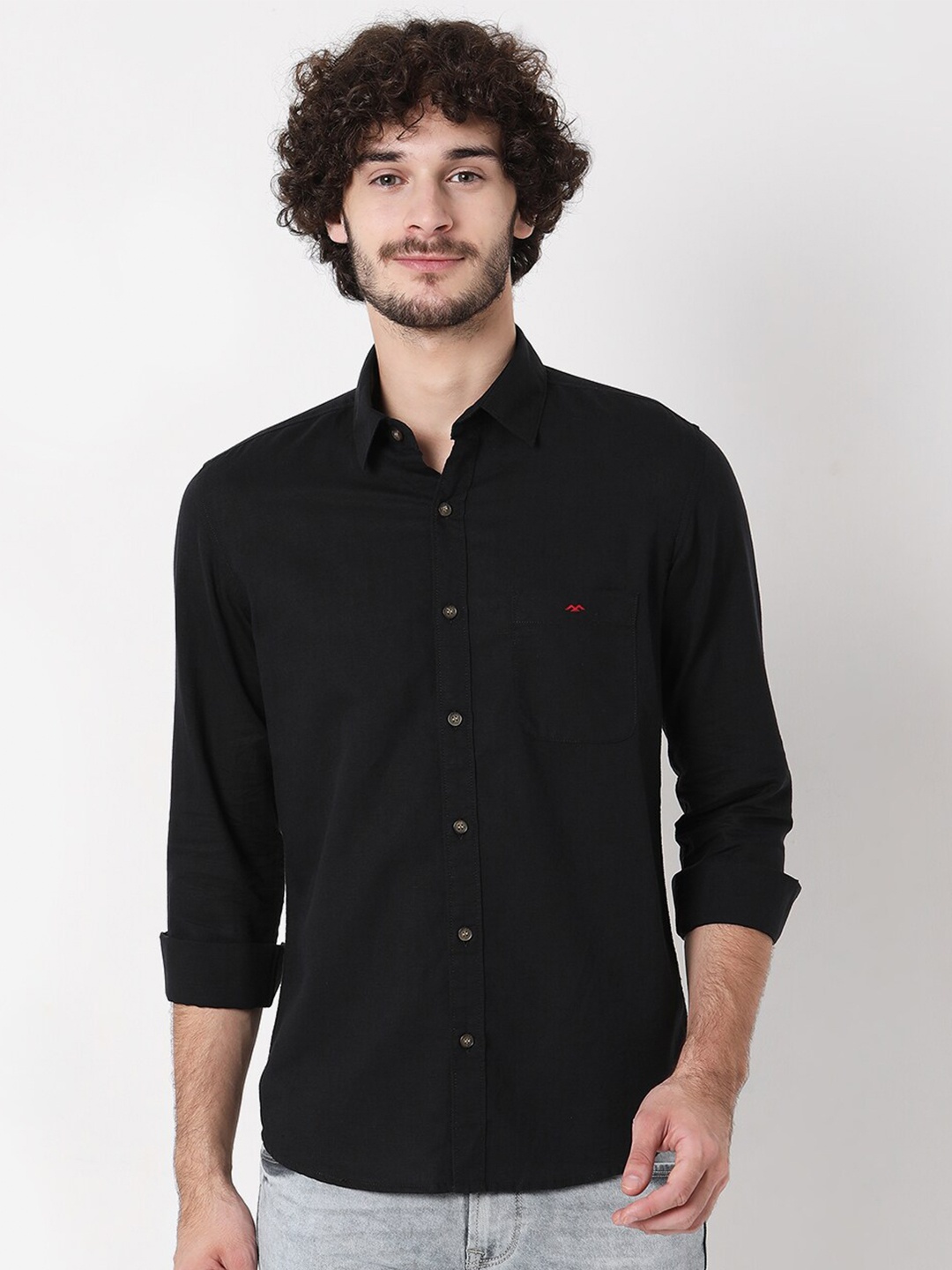 

Mufti Men Classic Slim Fit Casual Shirt, Black