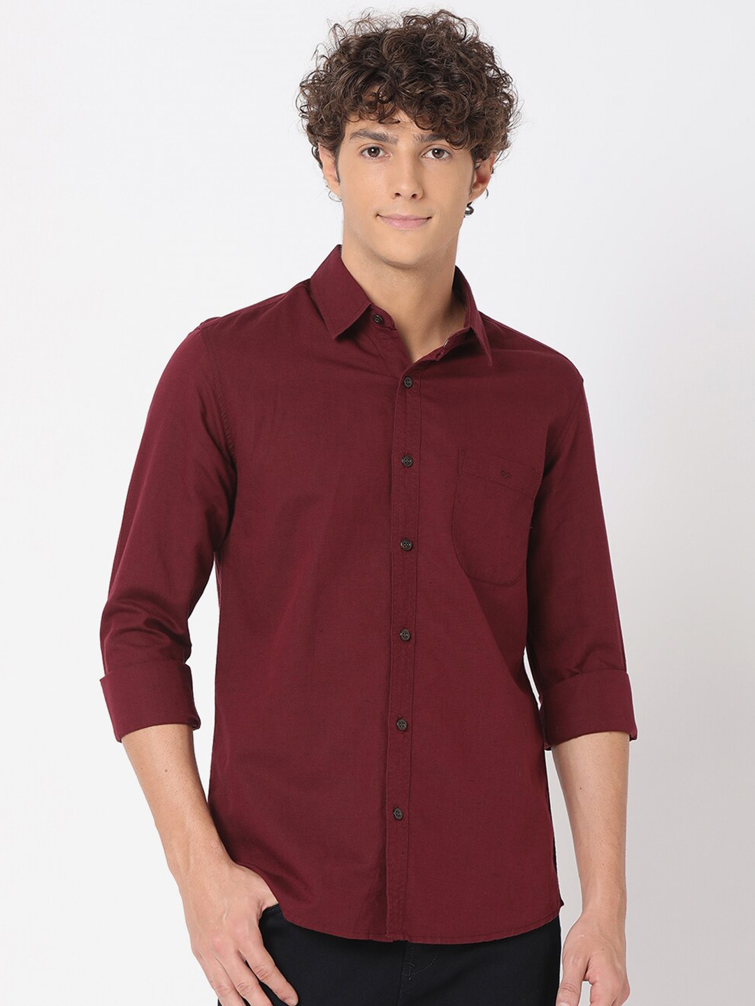 

Mufti Men Plus Size Classic Slim Fit Casual Shirt, Maroon