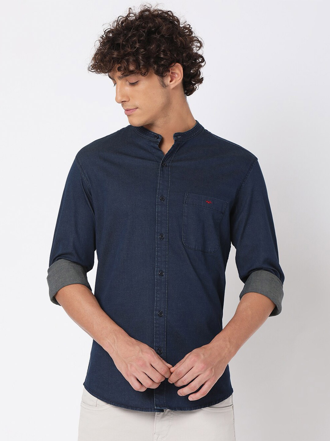 

Mufti Men Plus Size Classic Slim Fit Casual Shirt, Blue
