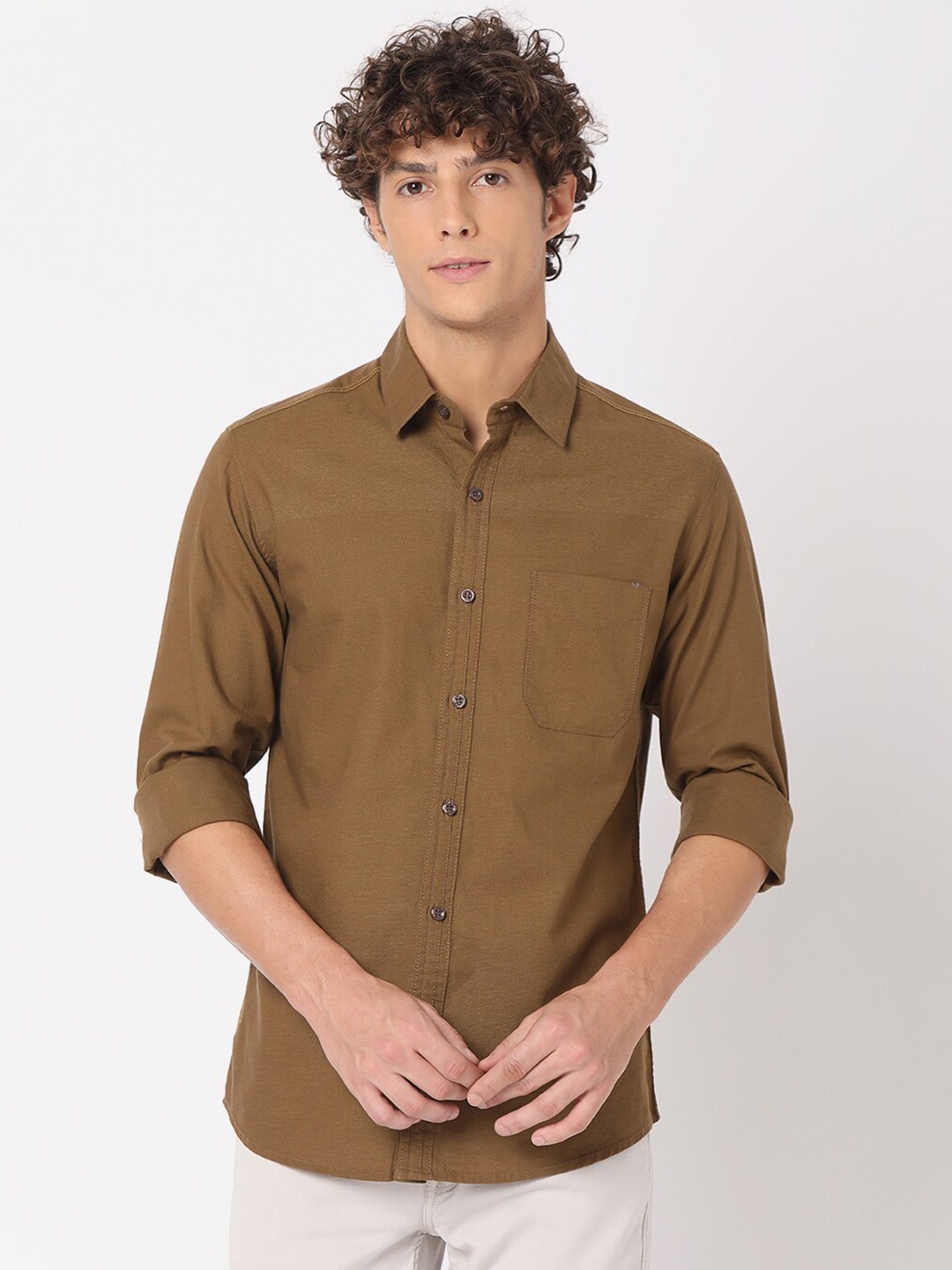 

Mufti Men Classic Slim Fit Casual Shirt, Brown