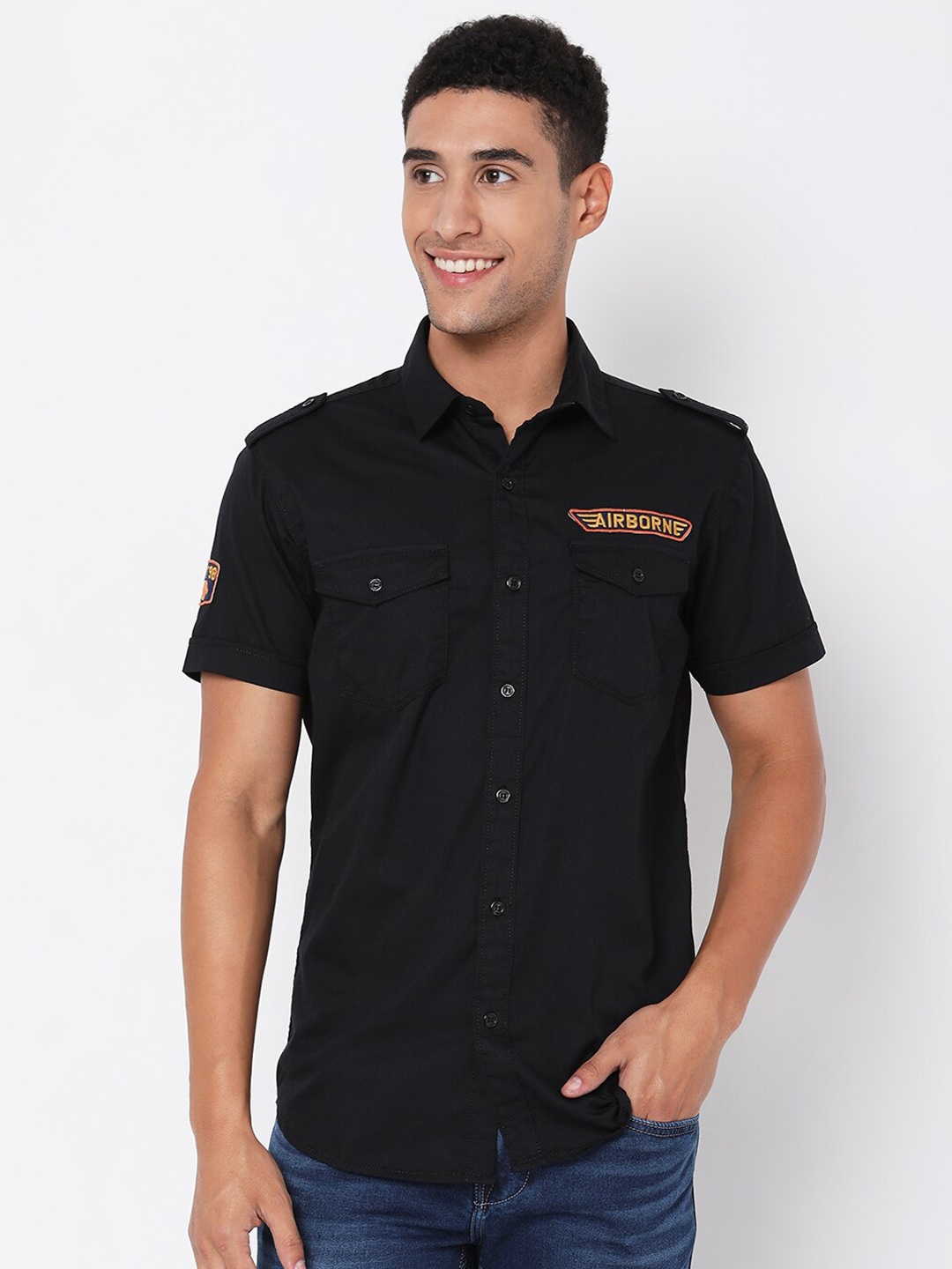 

Mufti Men Classic Slim Fit Casual Shirt, Black