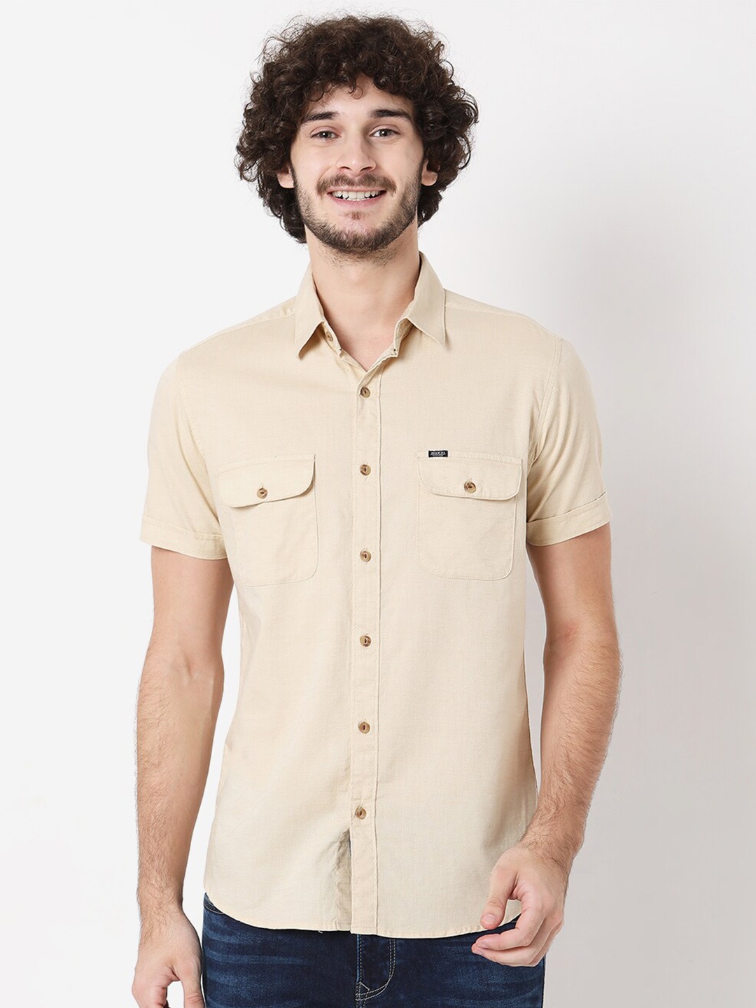 

Mufti Men Classic Slim Fit Casual Shirt, Beige
