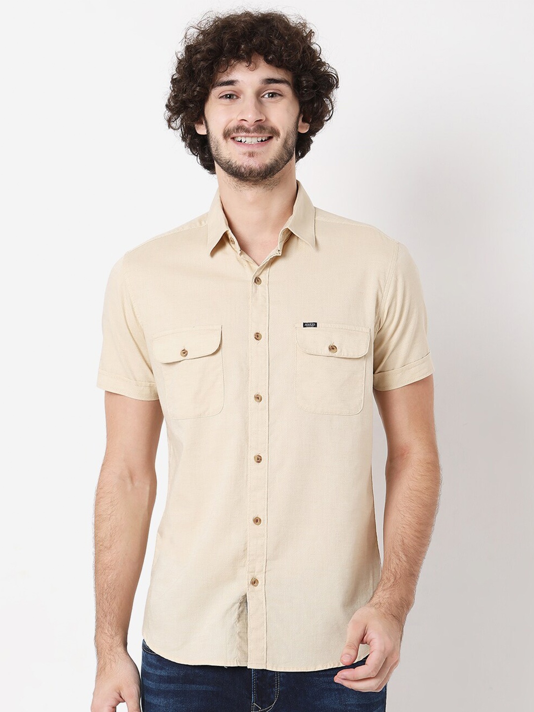 

Mufti Men Classic Slim Fit Casual Shirt, Beige