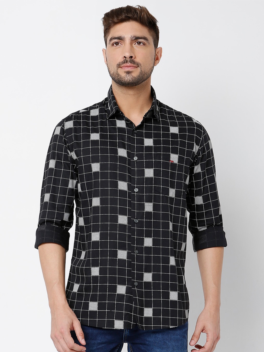 

Mufti Men Classic Slim Fit Printed Casual Shirt, Black