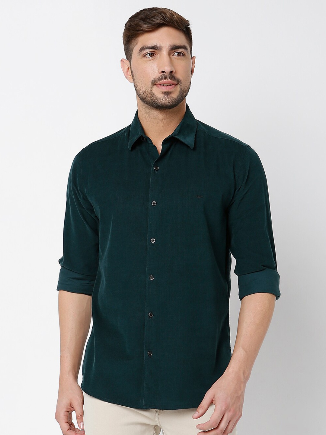 

Mufti Men Classic Slim Fit Casual Shirt, Green
