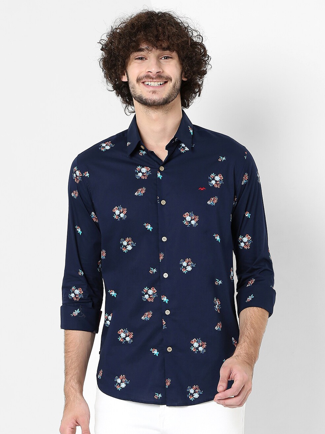 

Mufti Men Navy Blue Classic Slim Fit Floral Printed Casual Shirt