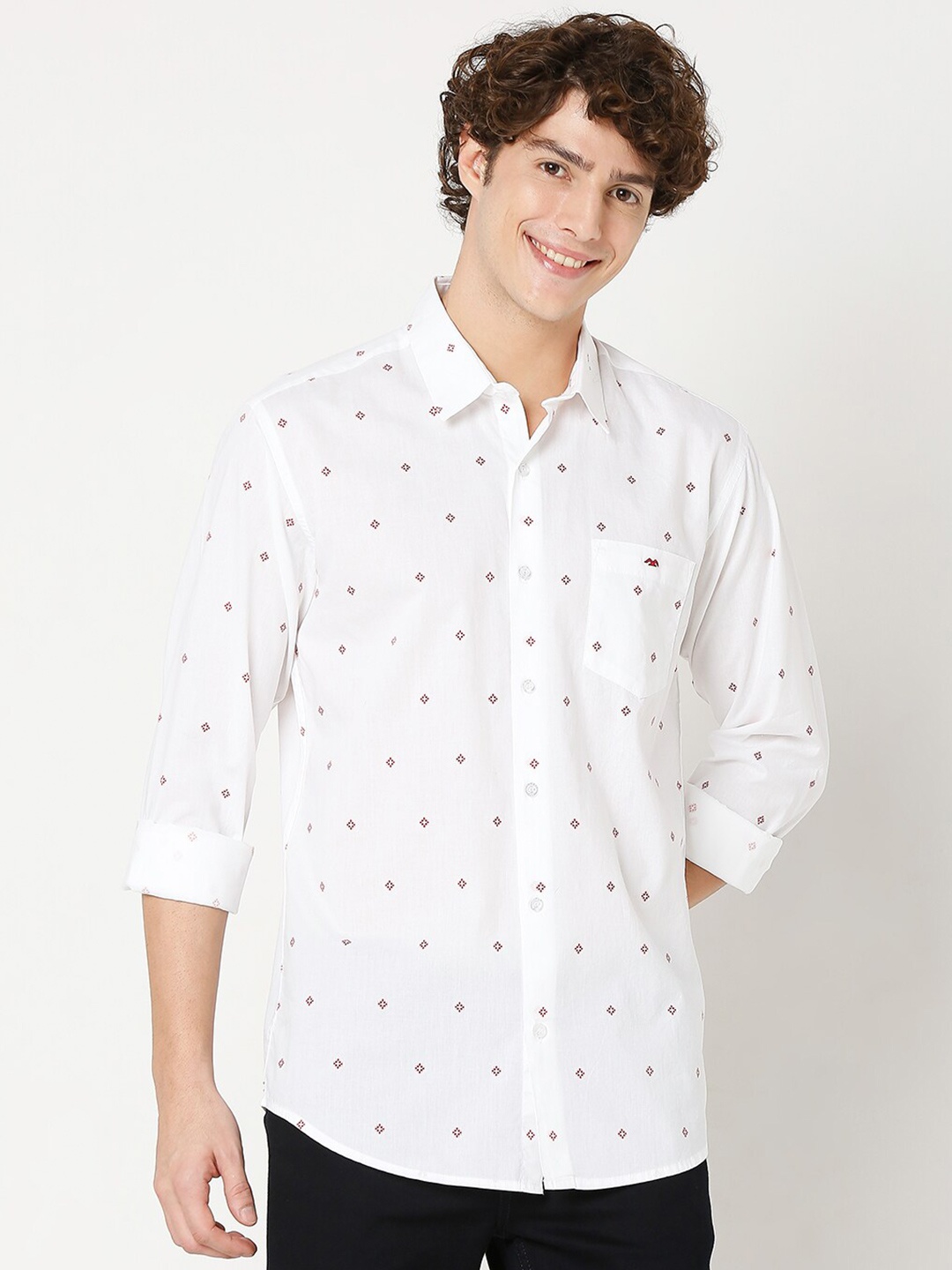

Mufti Men White Classic Slim Fit Printed Casual Shirt