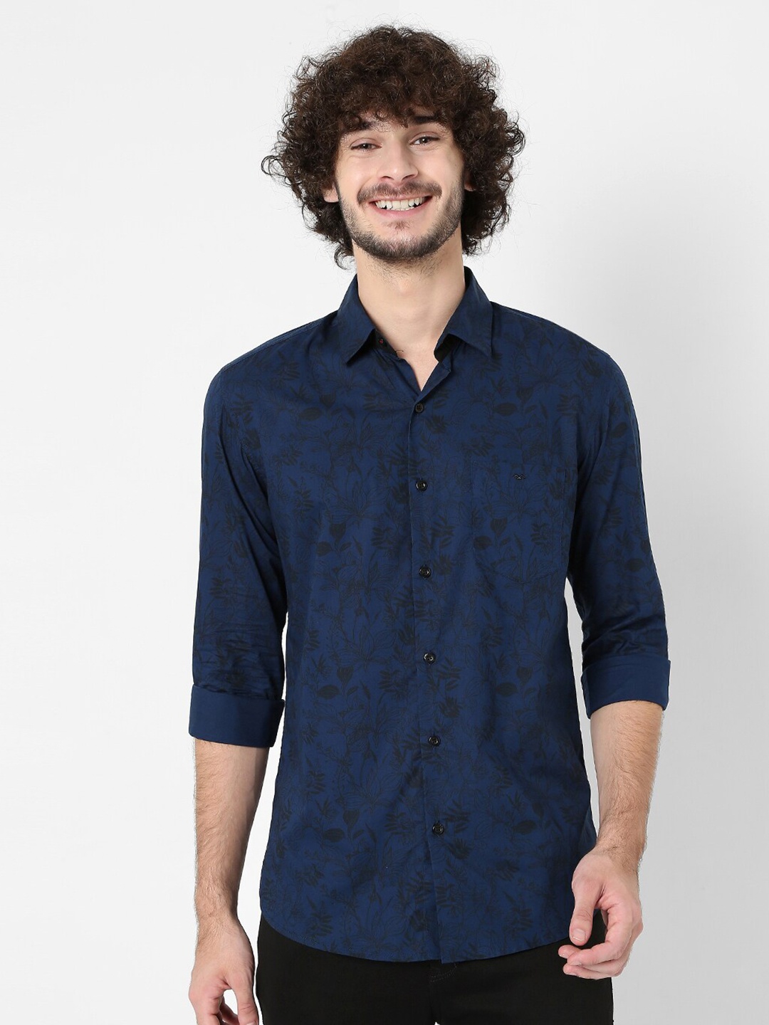 

Mufti Men Navy Blue Classic Slim Fit Floral Printed Casual Shirt