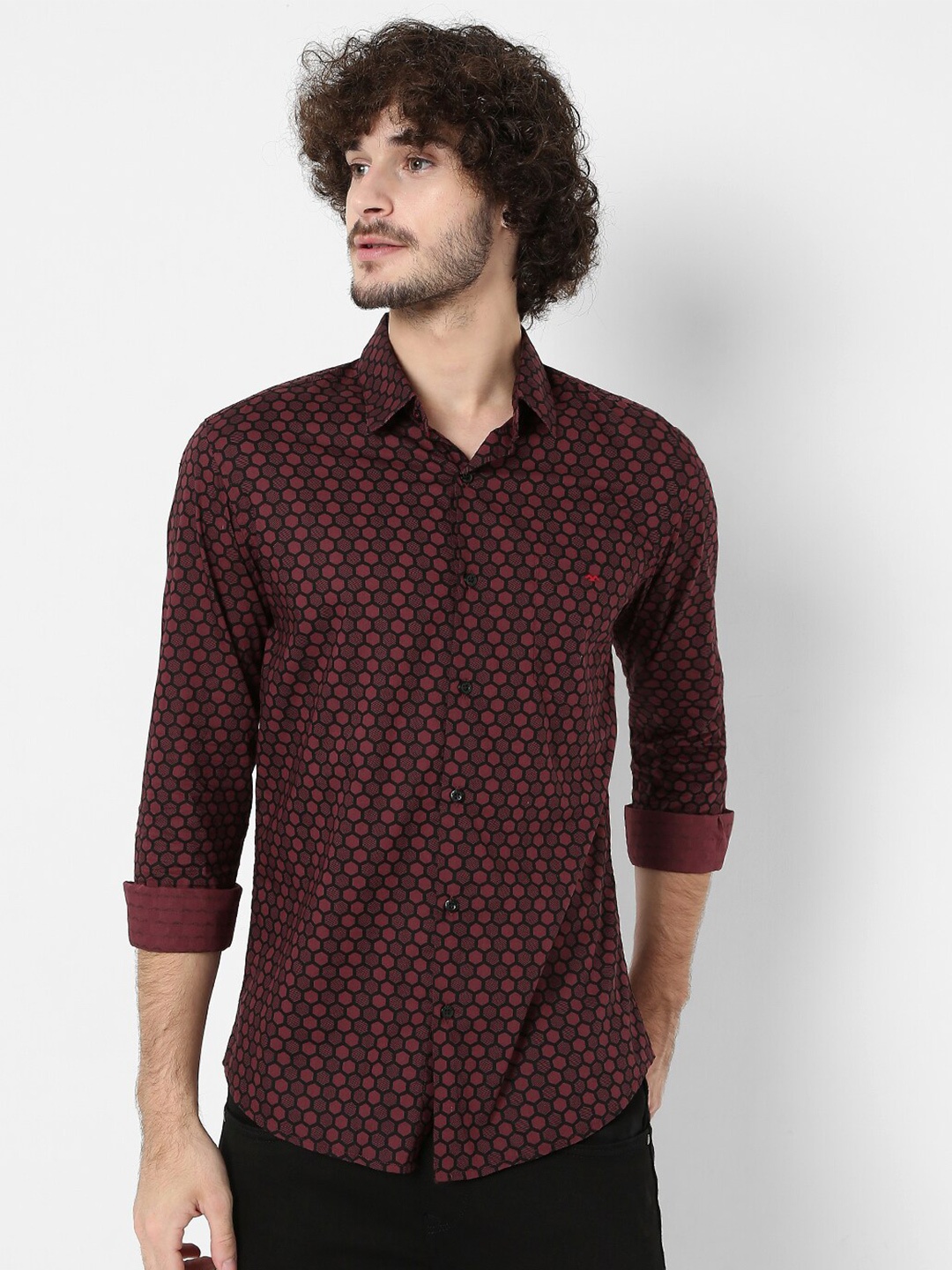 

Mufti Men Brown Classic Slim Fit Printed Casual Shirt