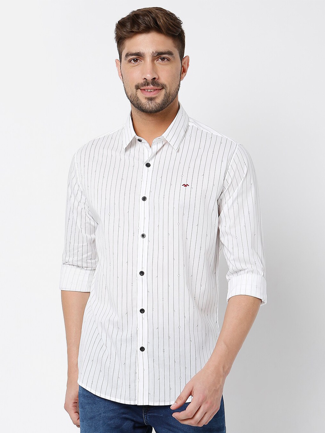 

Mufti Men Classic Slim Fit Striped Casual Shirt, White