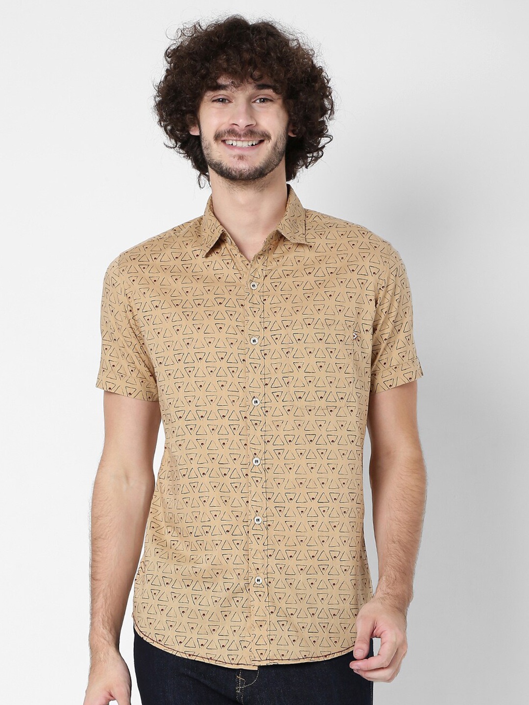 

Mufti Men Khaki Classic Slim Fit Printed Casual Shirt