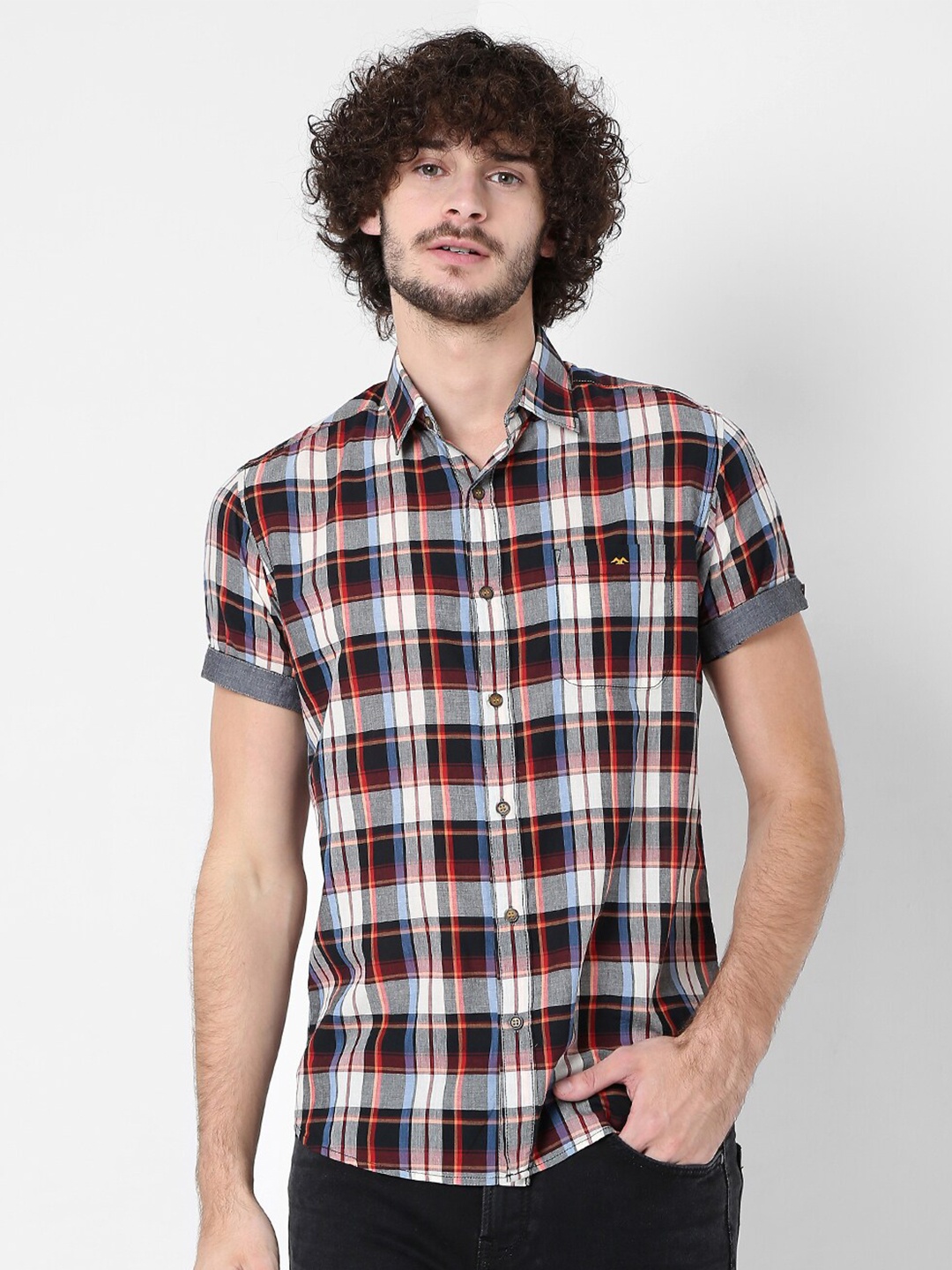

Mufti Men Black Classic Slim Fit Checked Casual Shirt