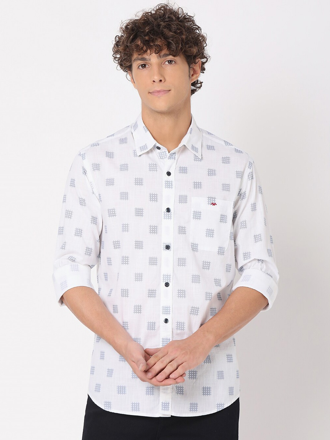 

Mufti Men White Classic Slim Fit Printed Casual Shirt
