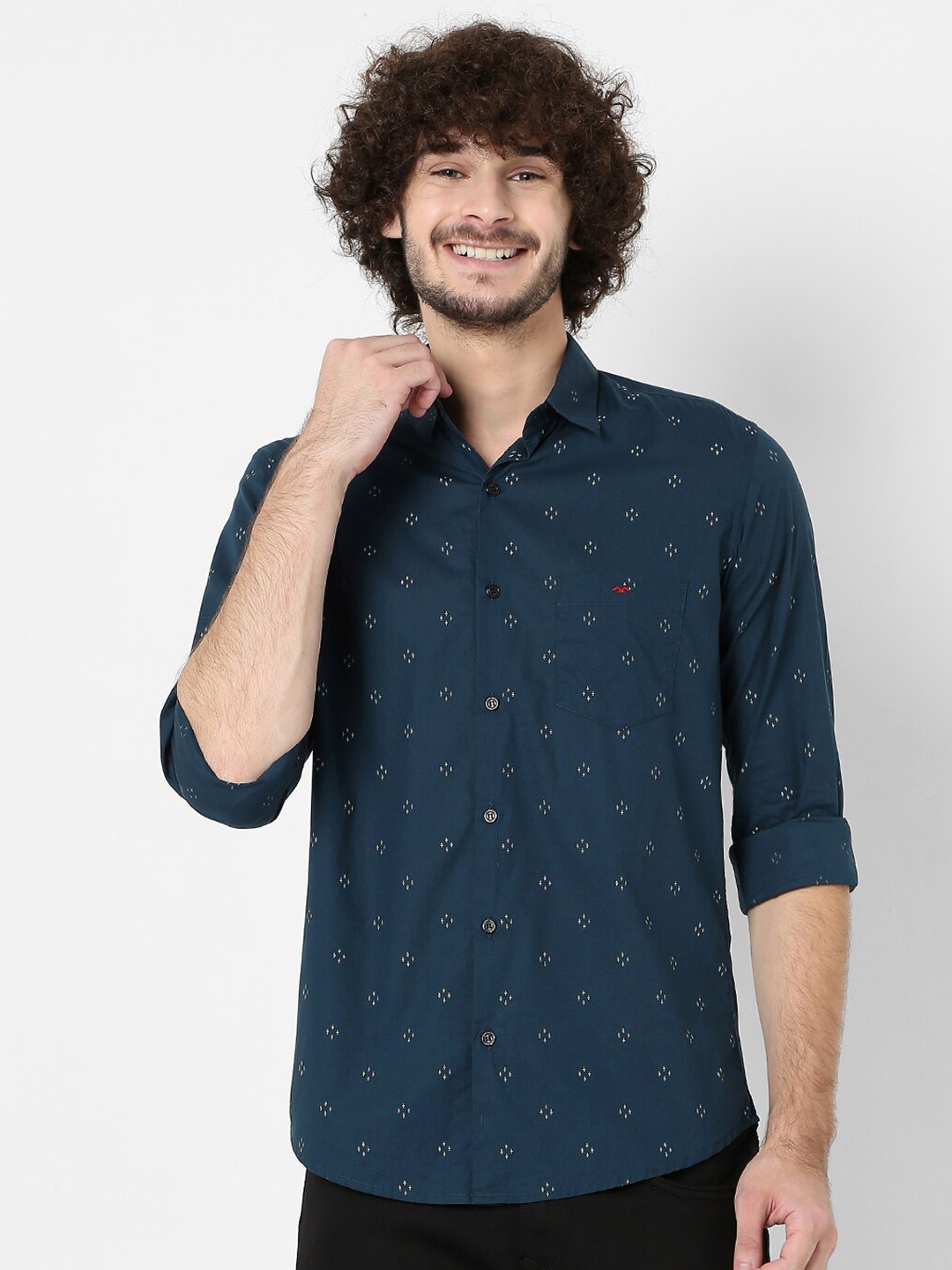 

Mufti Men Plus size Maroon Classic Slim Fit Printed Pure cotton Casual Shirt