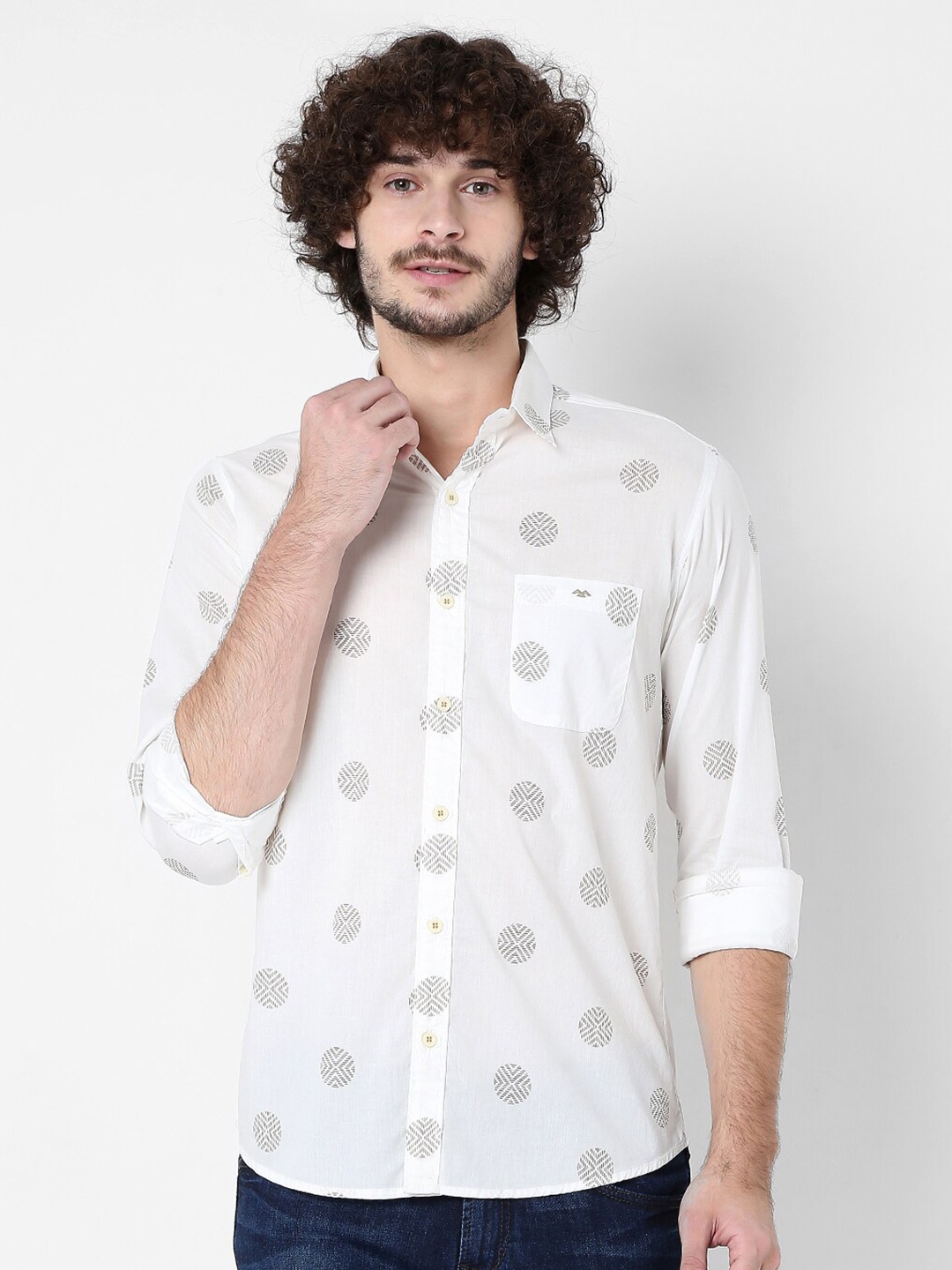 

Mufti Men White Classic Slim Fit Printed Casual Shirt