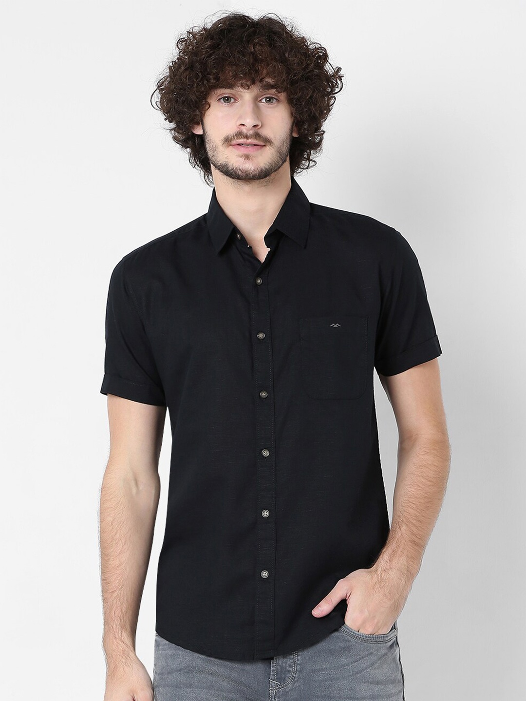 

Mufti Plus Size Men Classic Slim Fit Casual Shirt, Black