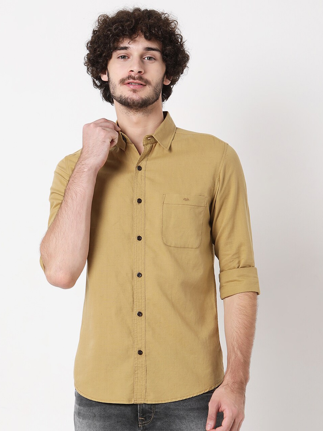 

Mufti Men Classic Slim Fit Casual Shirt, Khaki