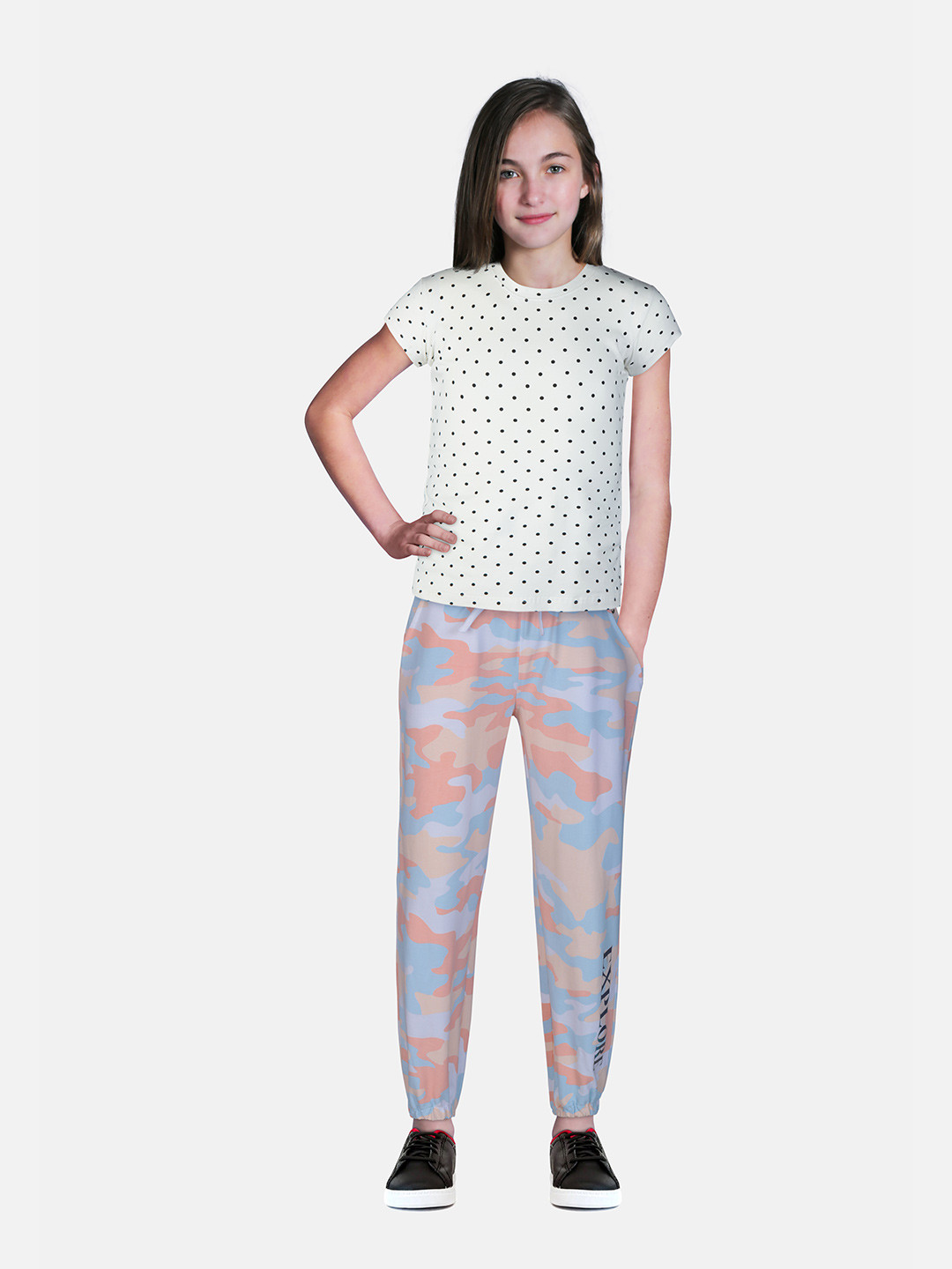 

Gini and Jony Girls Camouflage Printed Joggers, Blue
