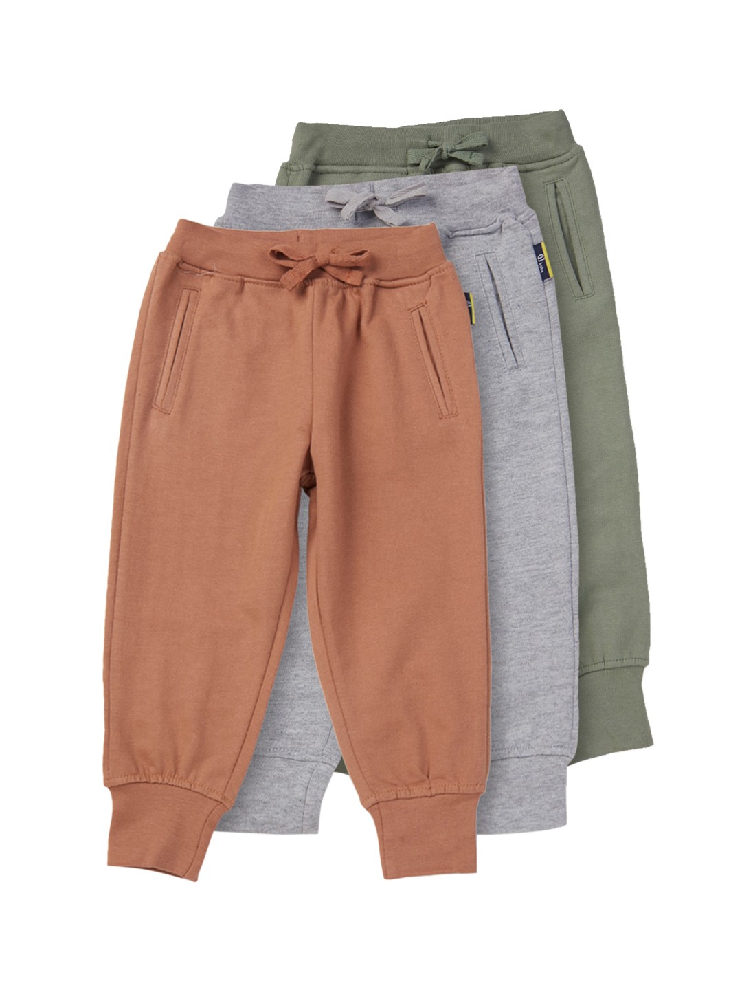 

Gini and Jony Kids Pack Of 3 Solid Cotton Joggers, Green