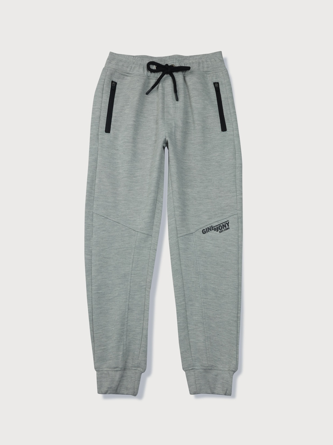 

Gini and Jony Boys Solid Cotton Joggers, Grey